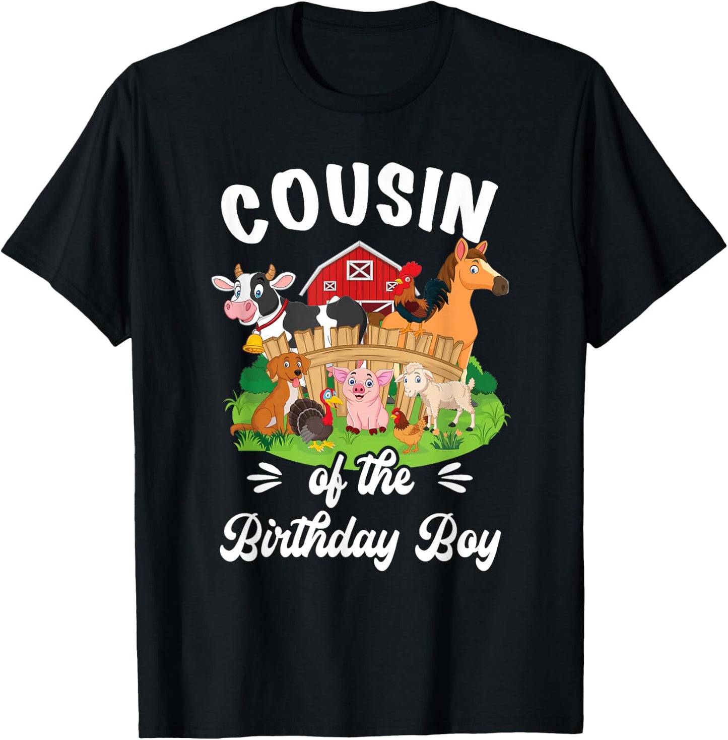 Cousin Of The Birthday boy Party Cow Farm 1St Birthday Party T-Shirt - T-Shirt | Black