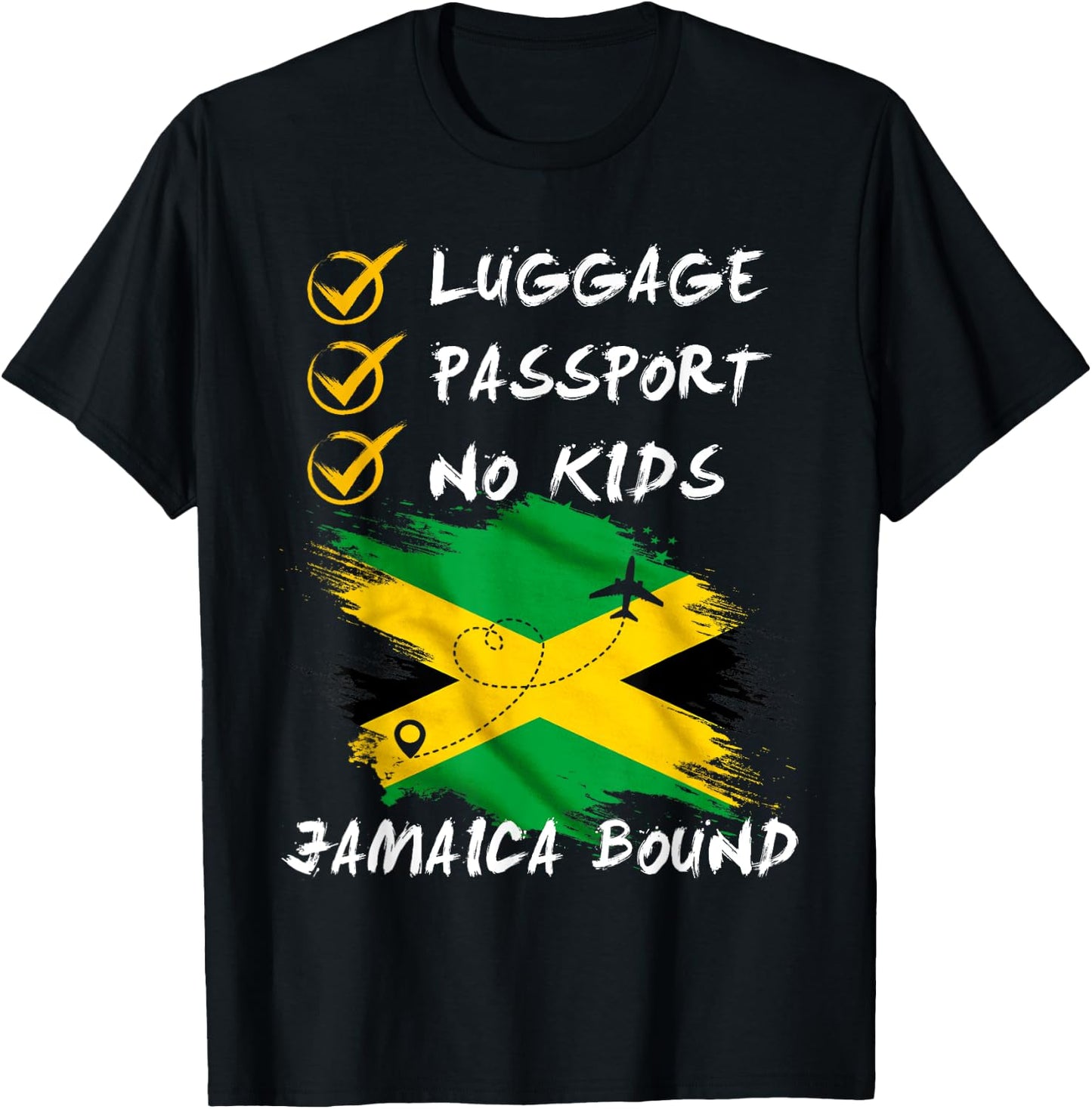Luggage Passport No Kids Jamaica Travel Vacation Outfit T-Shirt - T-Shirt | Black