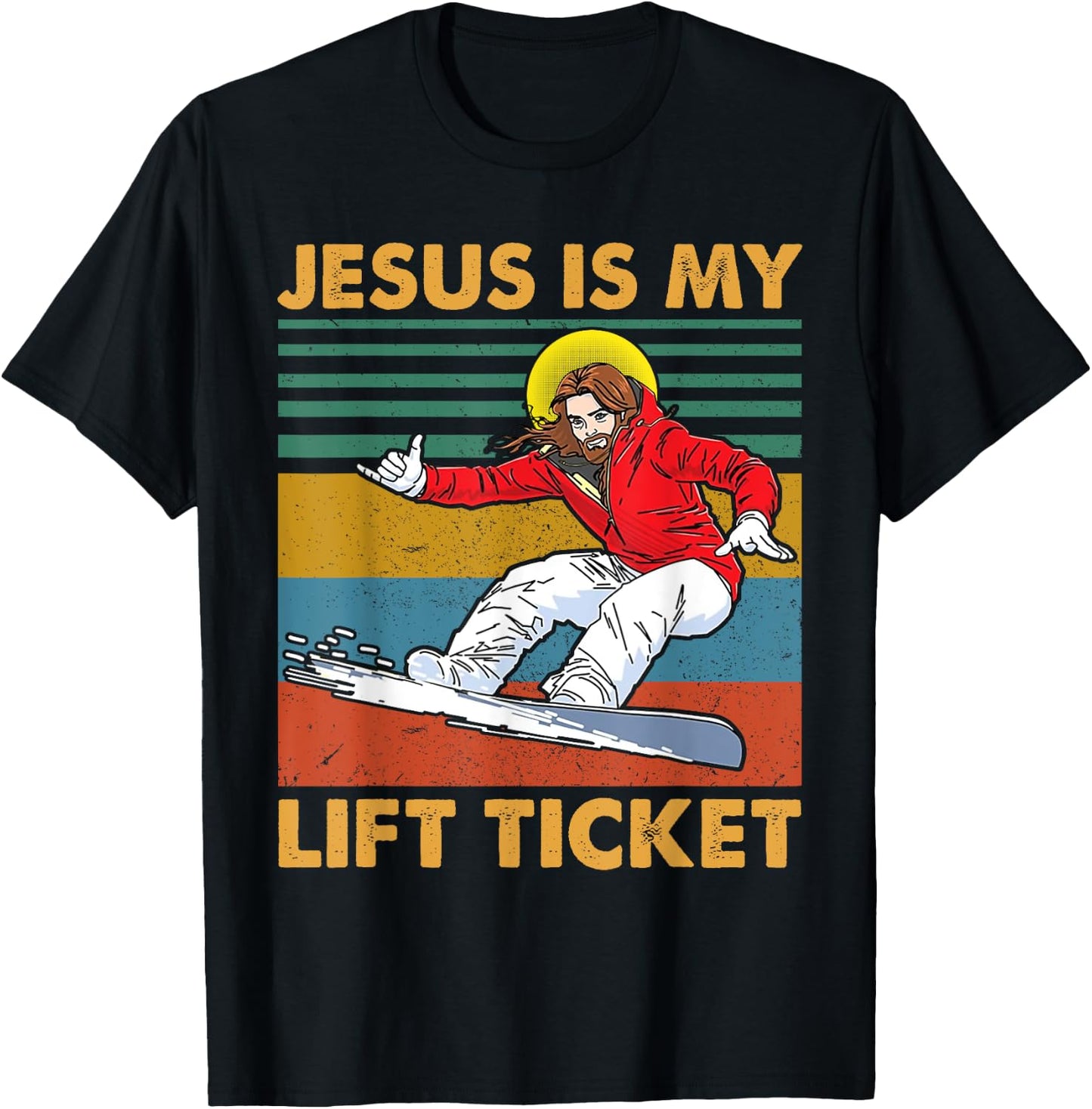 Vintage Jesus Is My Lift Ticket Christian Gift T-Shirt - T-Shirt | Black