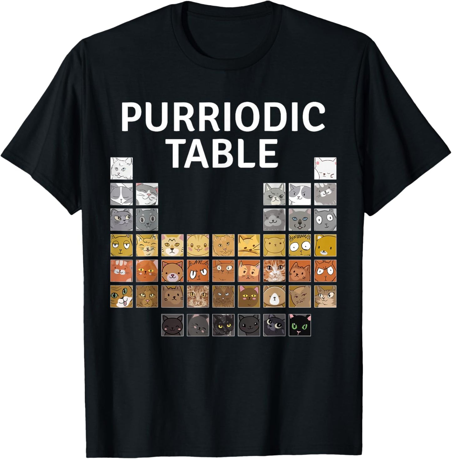 Chemistry Cat - Purriodic Table - Chemistry Pun Chemist T-Shirt - T-Shirt | Black