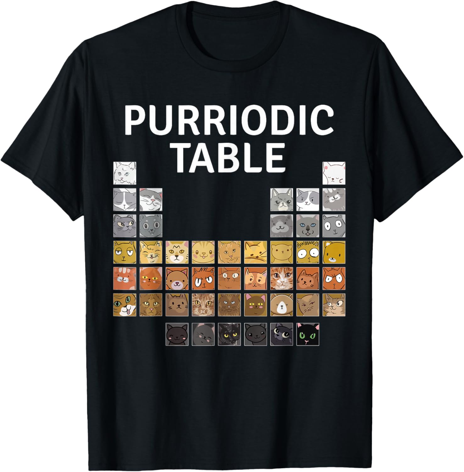 Chemistry Cat - Purriodic Table - Chemistry Pun Chemist T-Shirt - T-Shirt | Black