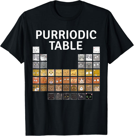 Chemistry Cat - Purriodic Table - Chemistry Pun Chemist T-Shirt - T-Shirt | Black