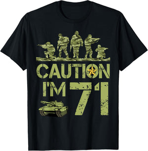 71st Birthday Military I'm 71 Year Old Soldier Camo Birthday T-Shirt - T-Shirt | Black