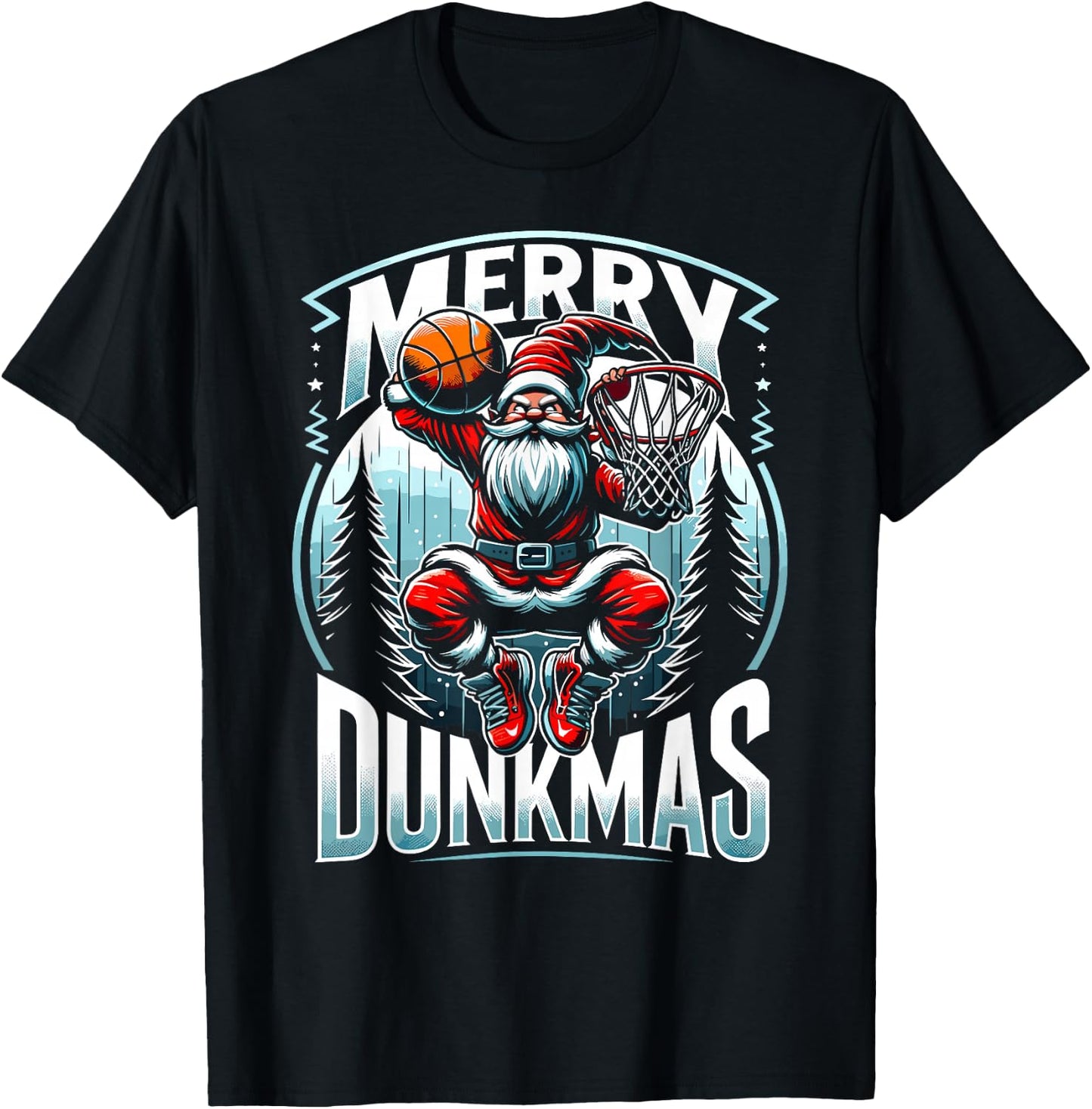 Basketball Gnome Merry Dunkmas, Christmas Basketball Player T-Shirt - T-Shirt | Black
