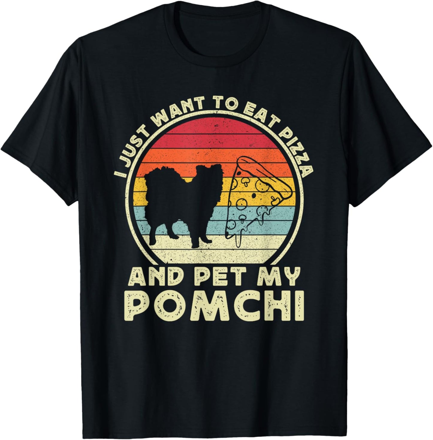 Pizza And Pomchi Women Pom-Chi Dog Mom Dad Funny T-Shirt - T-Shirt | Black
