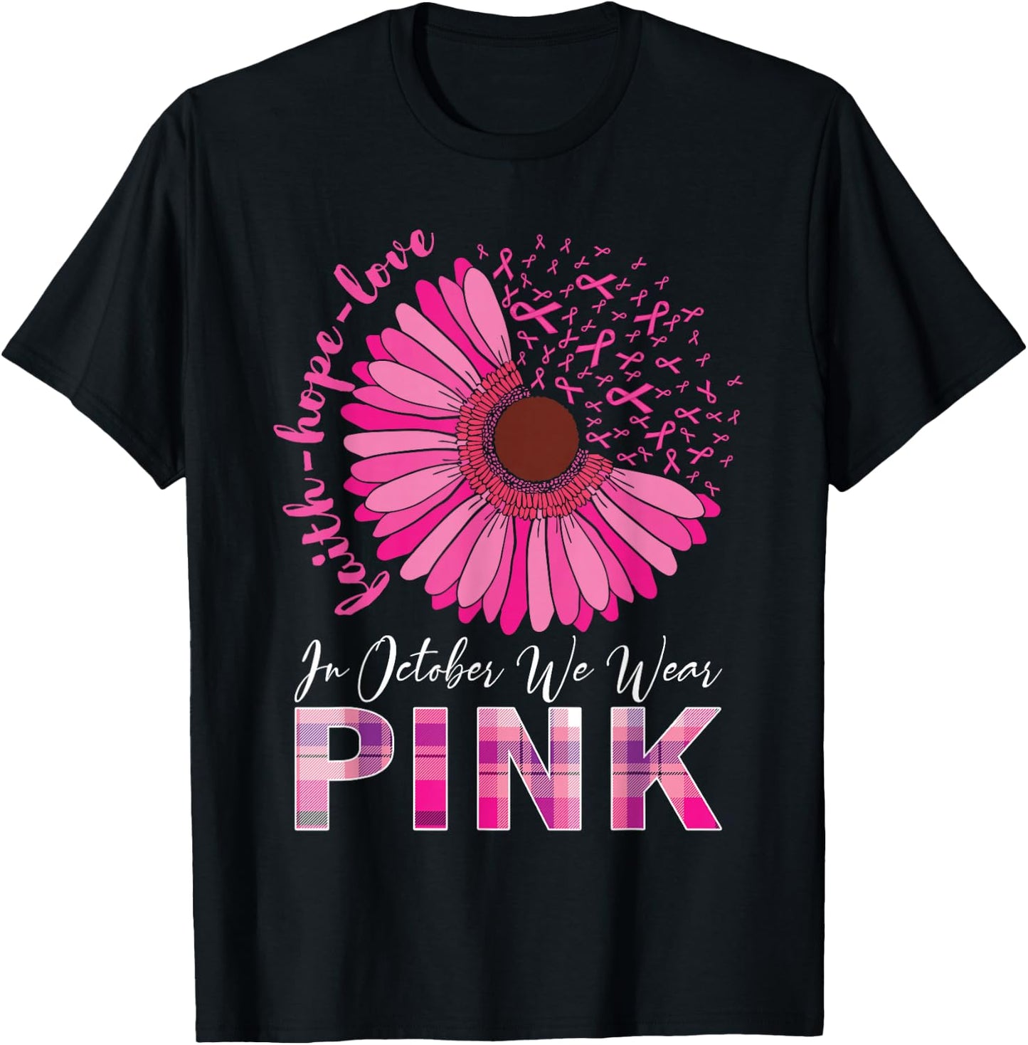 In October We Wear Pink Breast Cancer Awareness T-Shirt - T-Shirt | Black