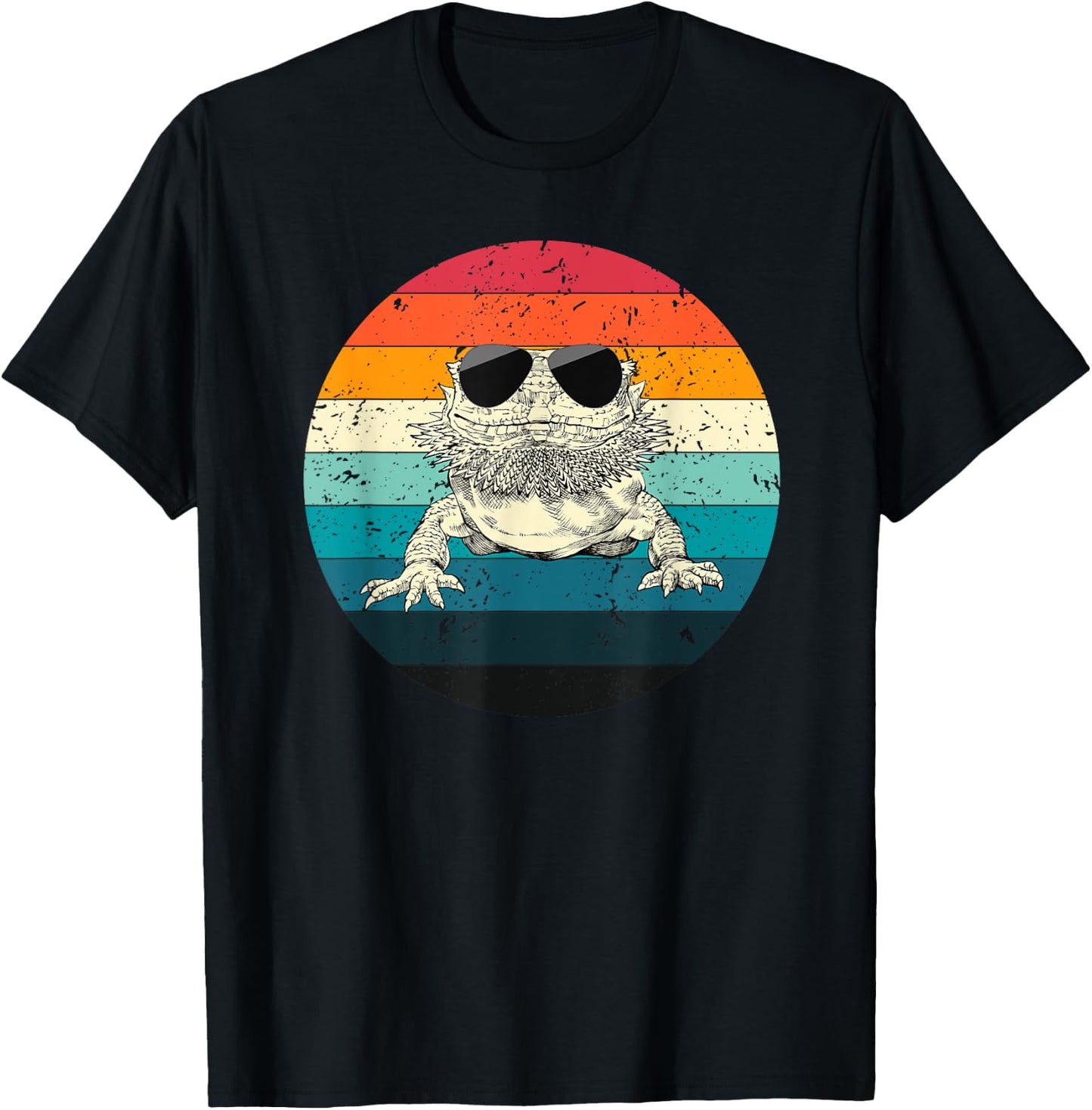 Retro Vintage Bearded Dragon Sunglasses Reptile Animal Lover T-Shirt - T-Shirt | Black