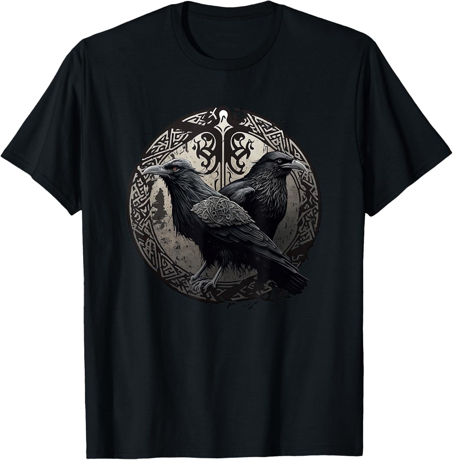 Huginn and Muninn Ravens Norse Mythology Viking Symbols T-Shirt - T-Shirt | Black