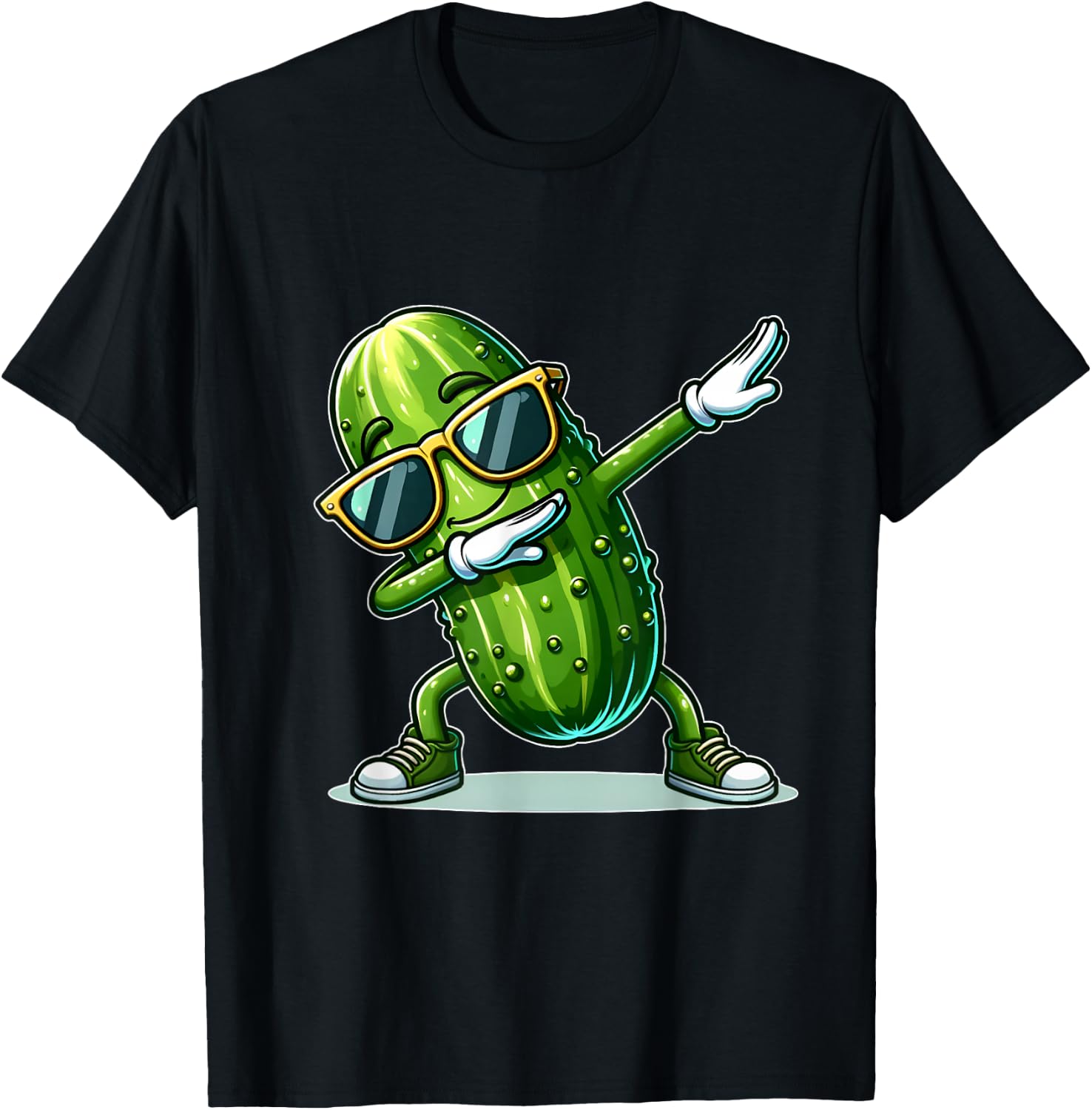 Dabbing Pickle Cucumber Funny Pickle T-Shirt - T-Shirt | Black
