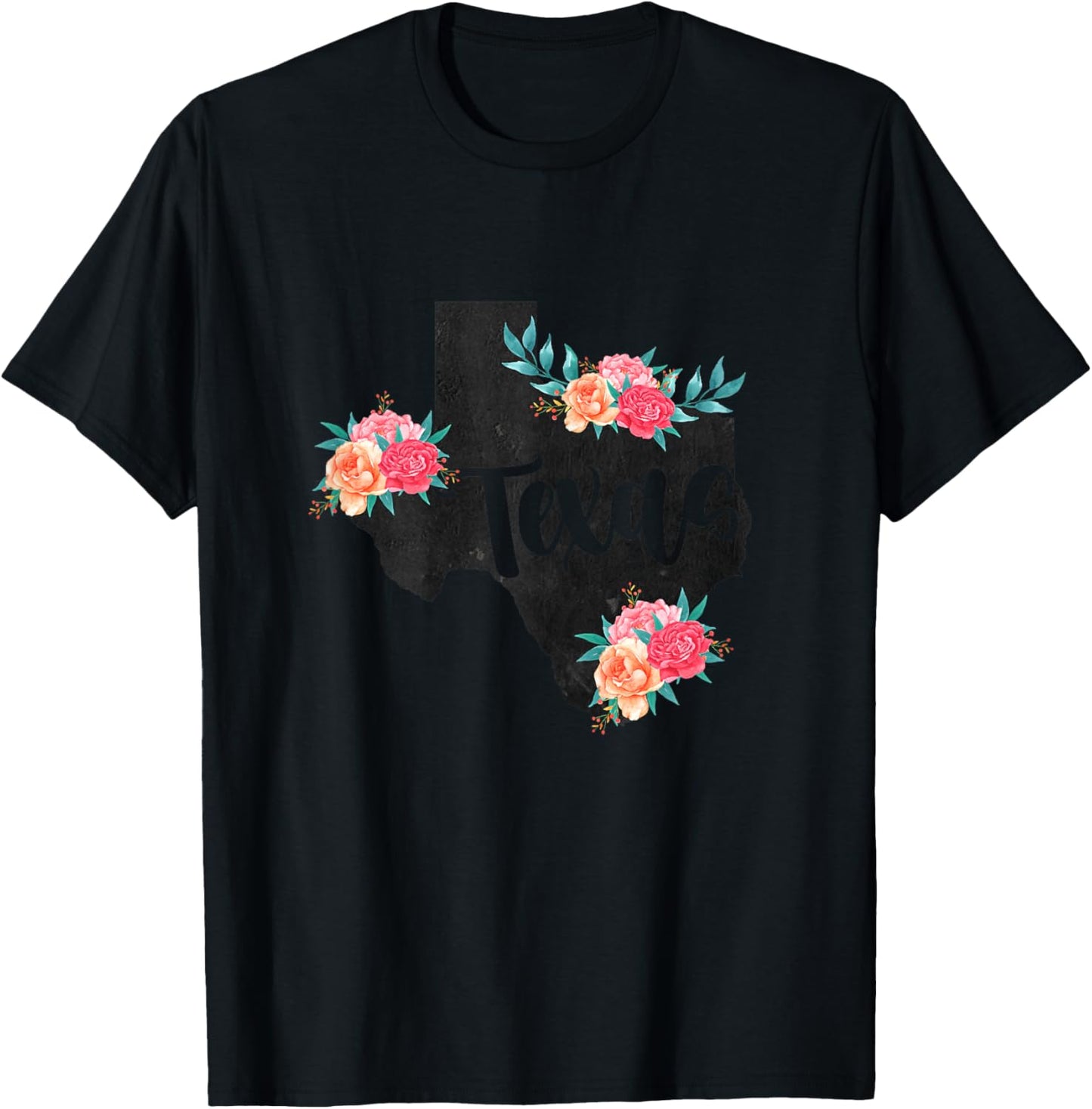 Vintage Texas Home State Map Pride Flowers Retro Rodeo T-Shirt - T-Shirt | Black