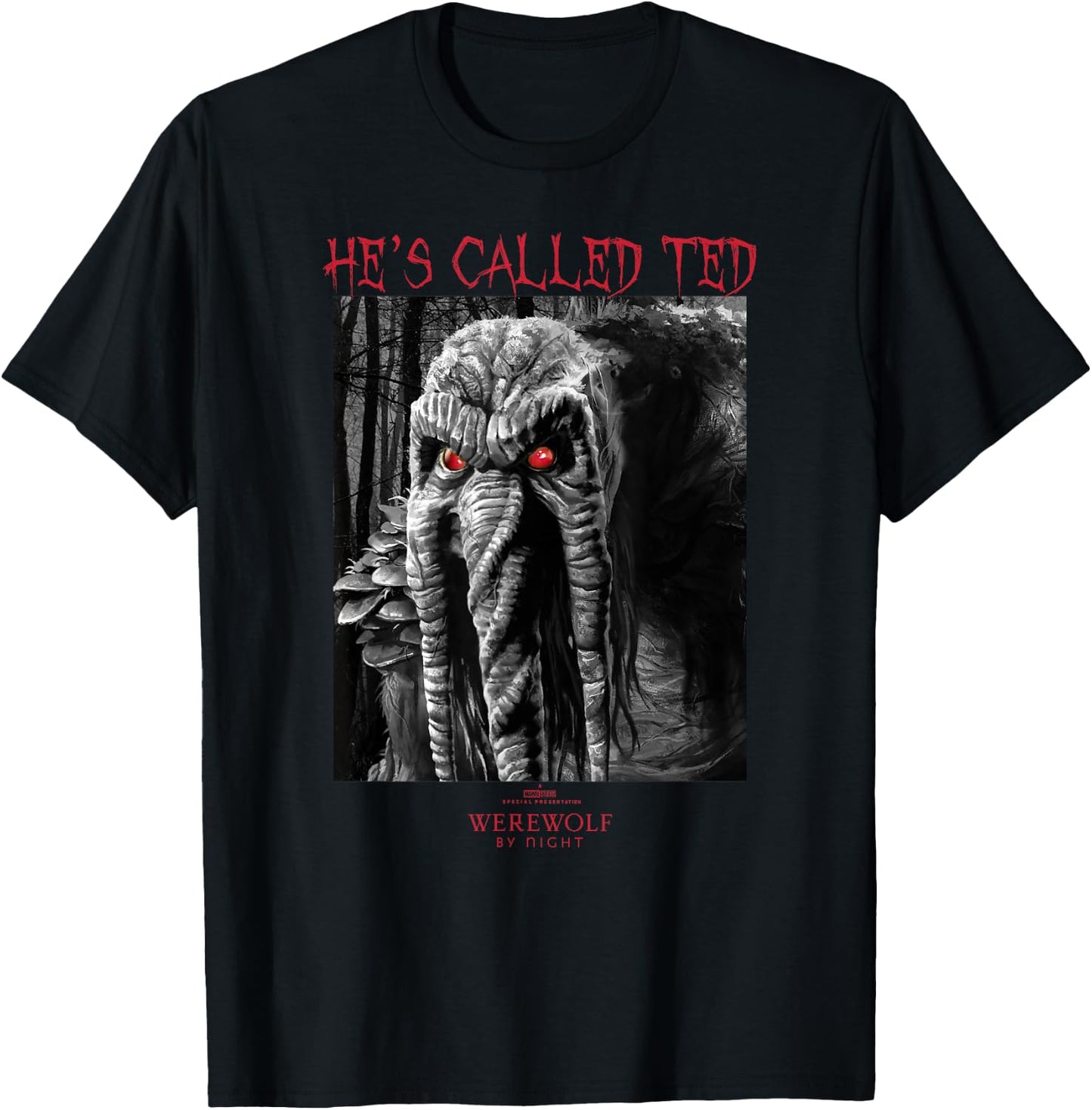 Marvel Werewolf by Night Man-Thing Hes Called Ted Portrait T-Shirt - T-Shirt | Black
