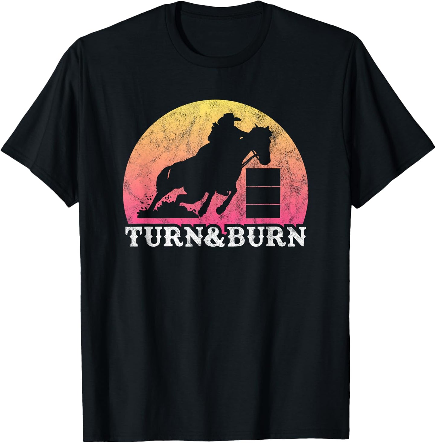 Retro Vintage Barrel Racing - Turn and Burn - Women or Girls T-Shirt - T-Shirt | Black