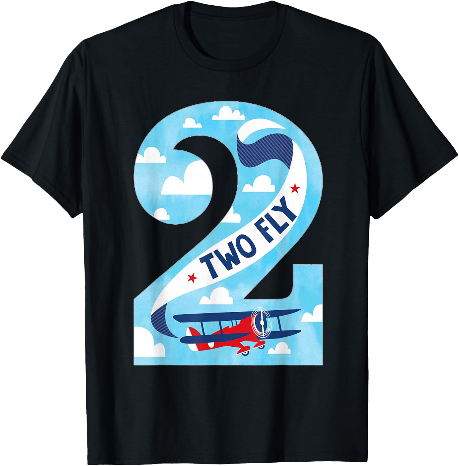 Two Fly 2 Years Old Birthday 2nd Bday Birthday Boy Airplane T-Shirt - T-Shirt | Black