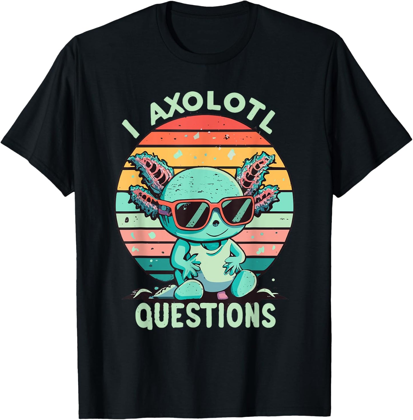 I Axolotl Questions Kids Retro Vintage T-Shirt - T-Shirt | Black