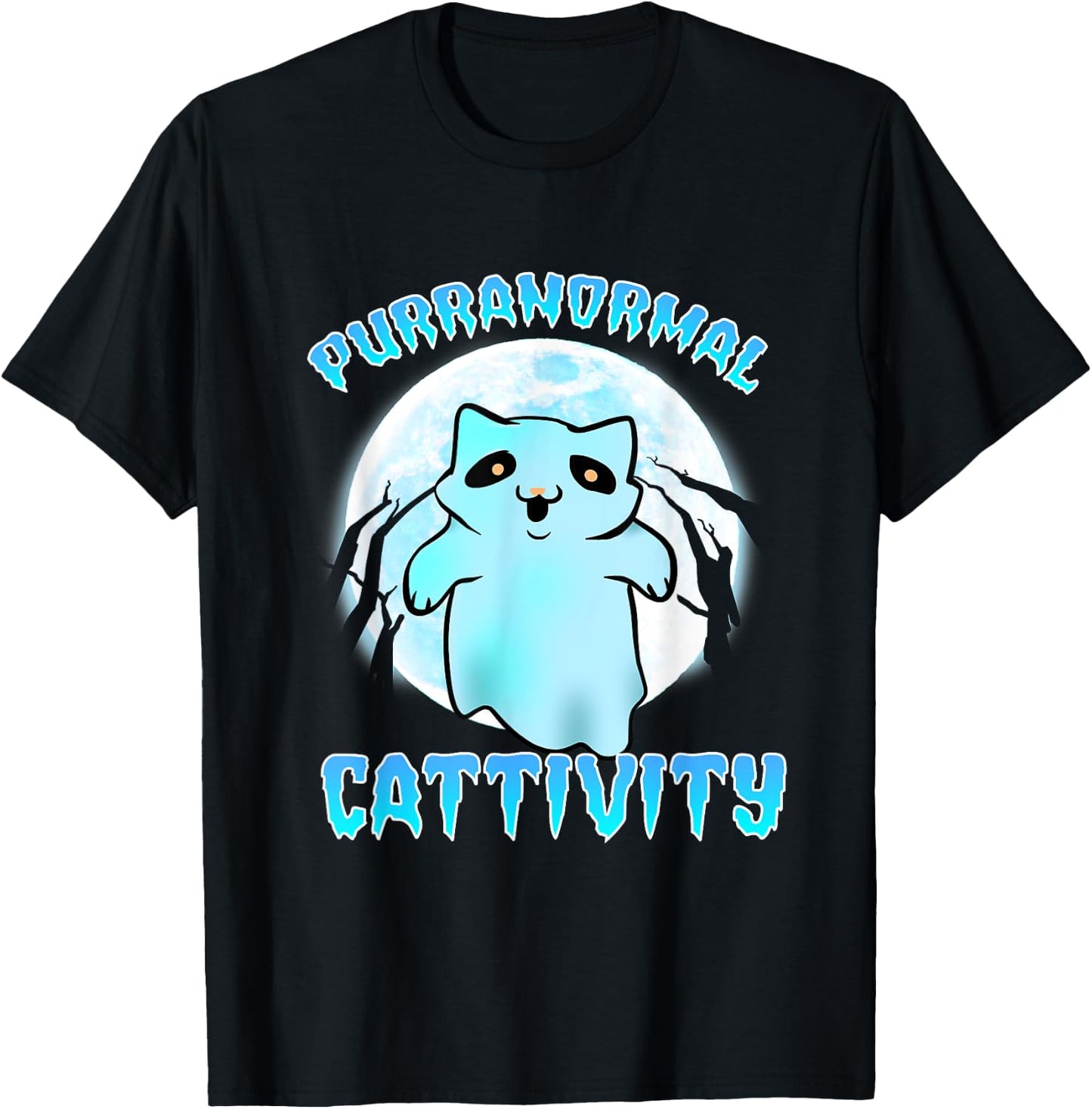 Cat Paranormal Catttivities Phasmophobia T-Shirt - T-Shirt | Black