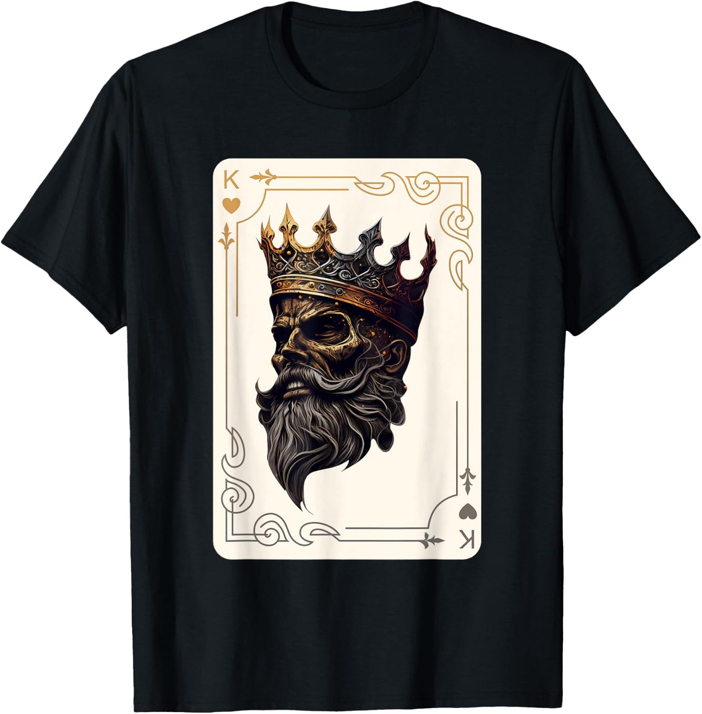 King of Hearts Creepy Card Game Poker Gothic Halloween T-Shirt - T-Shirt | Black