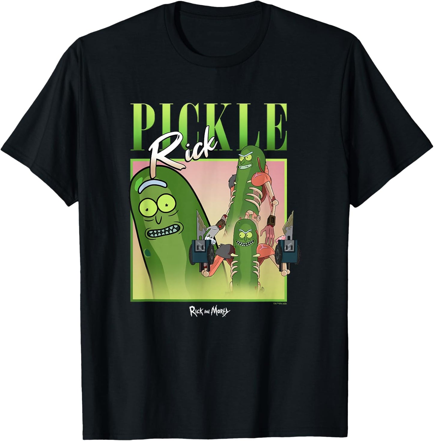 Rick & Morty Pickle Rick Multiple Poses Poster T-Shirt - T-Shirt | Black