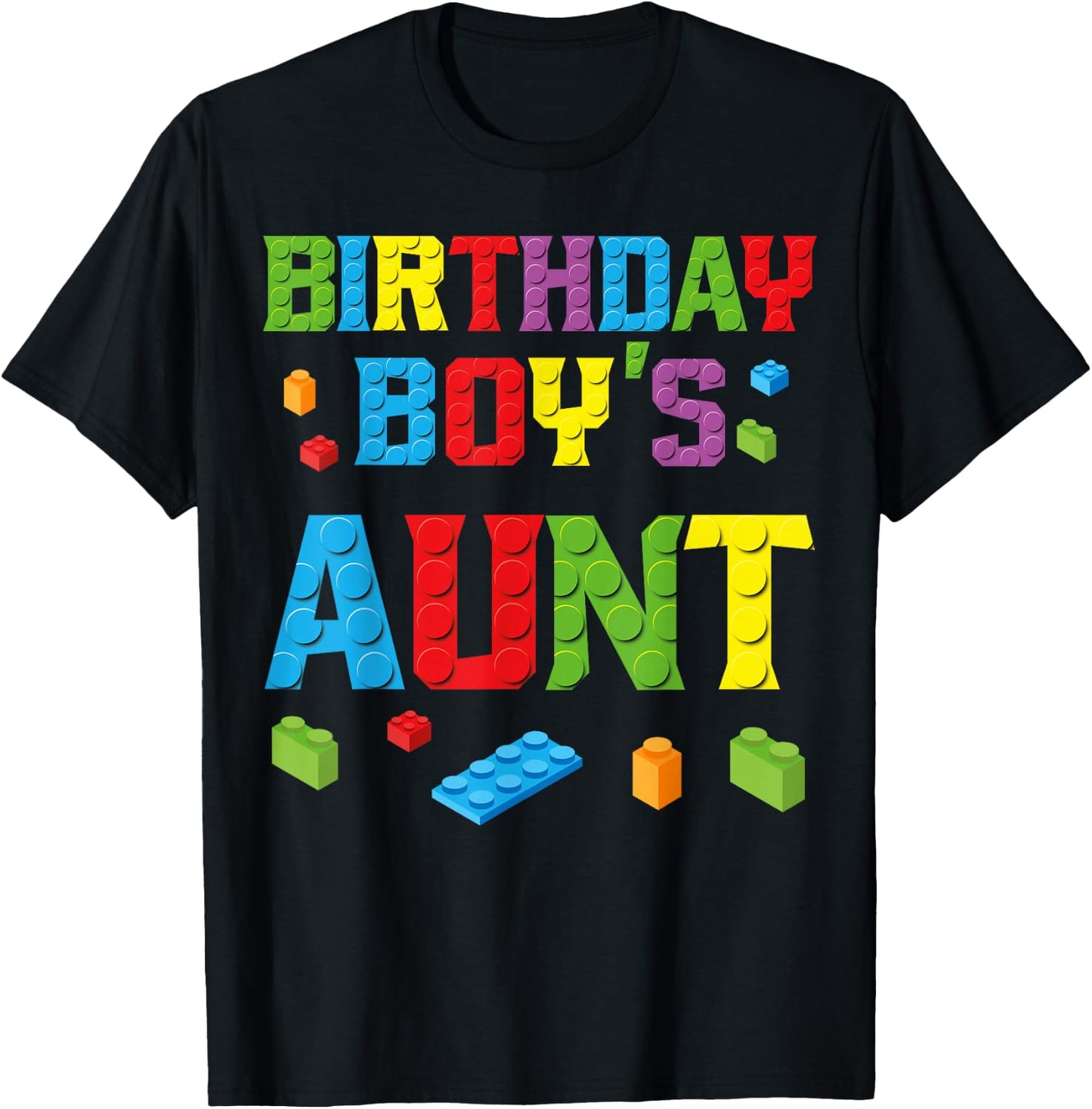 Master Builder Birthday Boy's Aunt Building Bricks Blocks T-Shirt - T-Shirt | Black