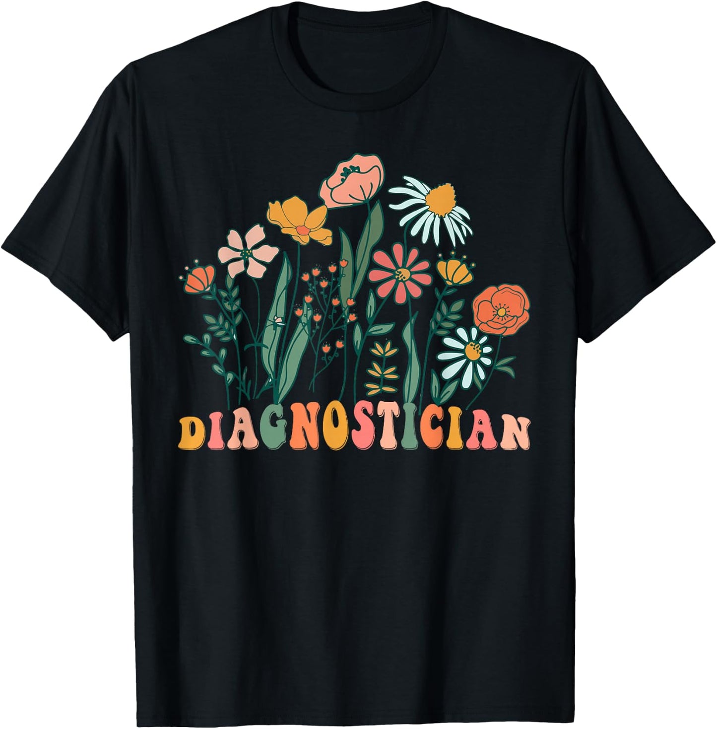 Groovy Wildflower Diagnostician T-Shirt - T-Shirt | Black