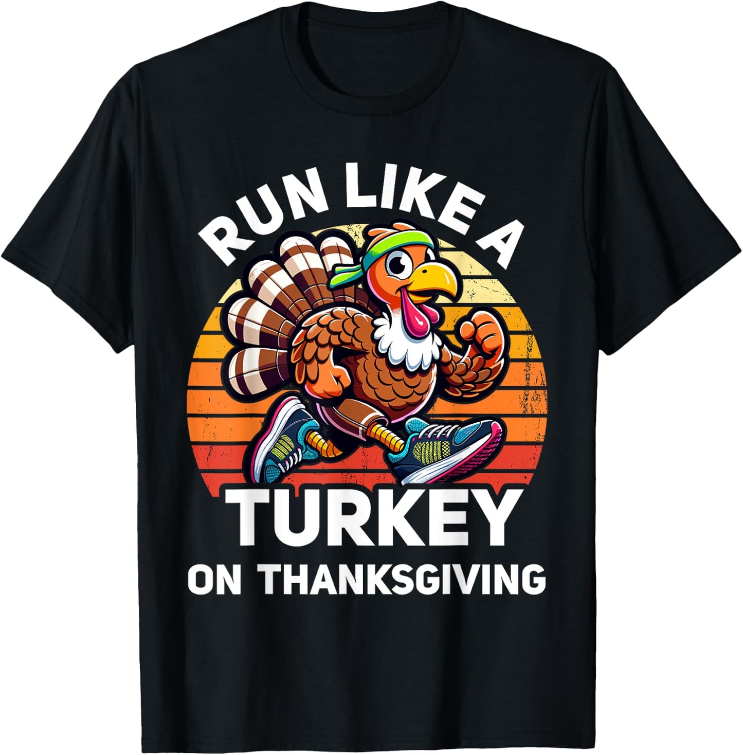 Run Like A Turkey On Thanksgiving Funny Turkey Trot Running T-Shirt - T-Shirt | Black