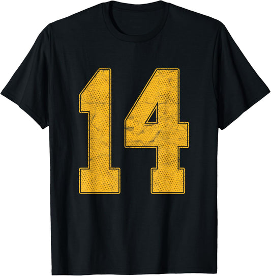 Number 14 Numbered Uniform Sports Team Jersey 14th Birthday T-Shirt - T-Shirt | Black