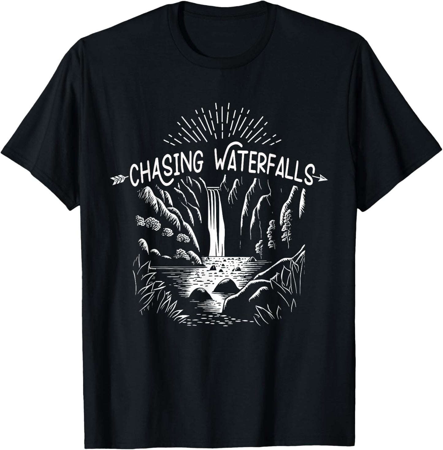 Hiking Chasing Waterfall Hikers Nature Lover T-Shirt - T-Shirt | Black