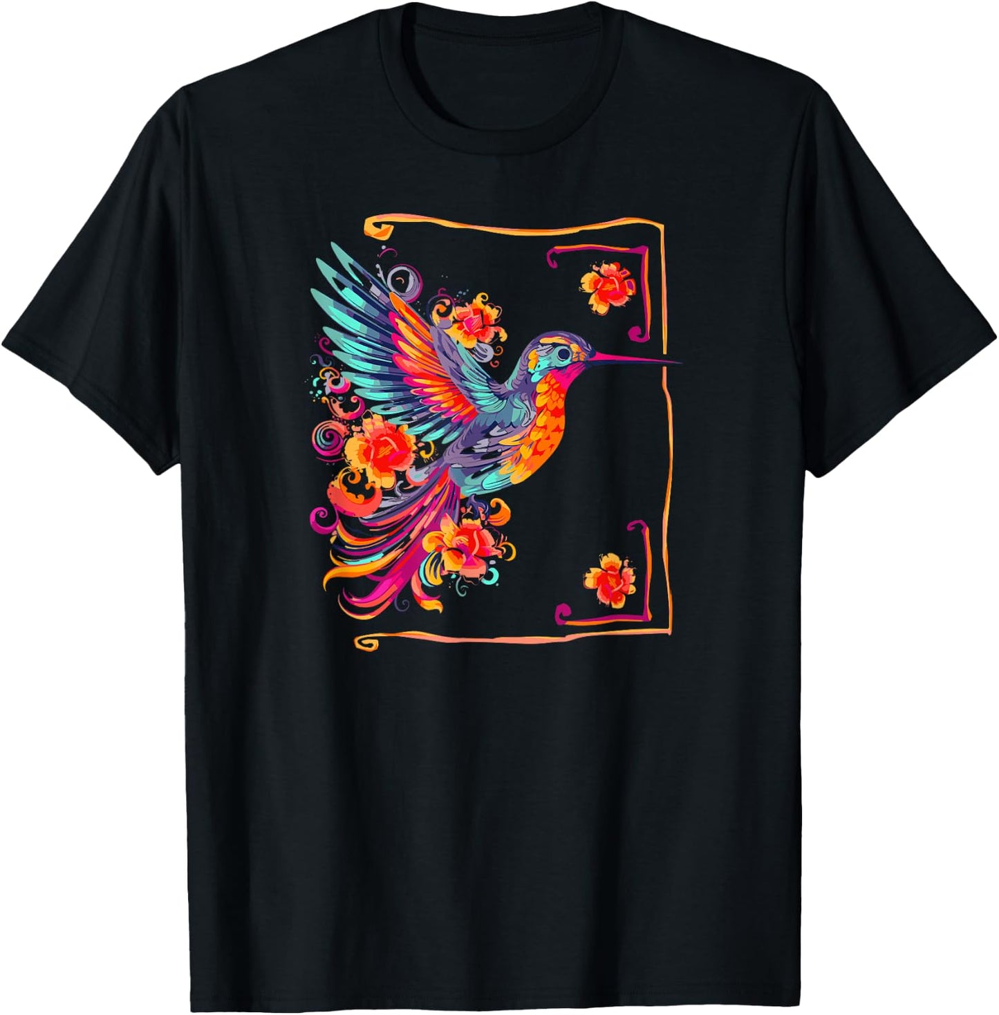 Hummingbird Bird Watcher Flower Wildlife Nature Nectar T-Shirt - T-Shirt | Black