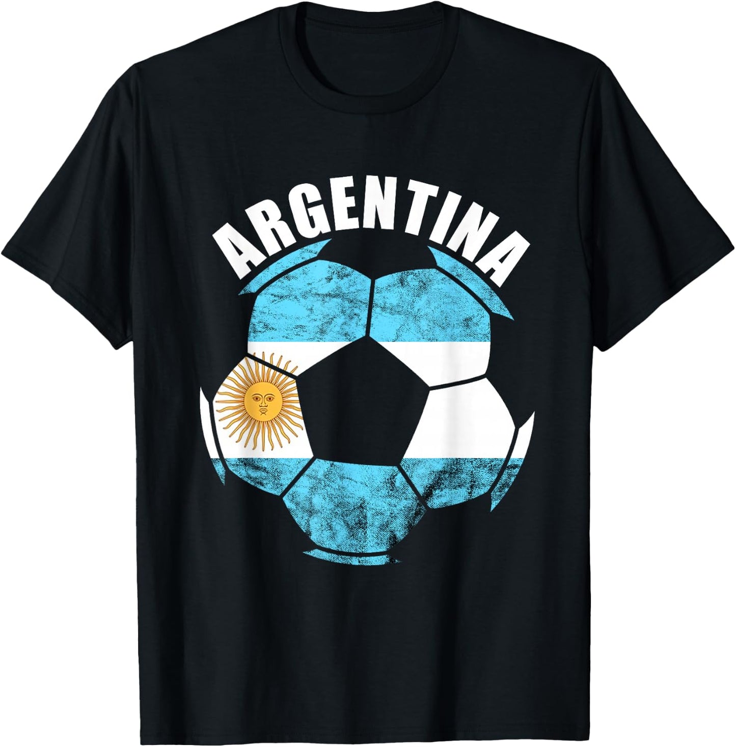 Argentina Soccer Ball Sun Of May Argentina Argentina Flag T-Shirt - T-Shirt | Black