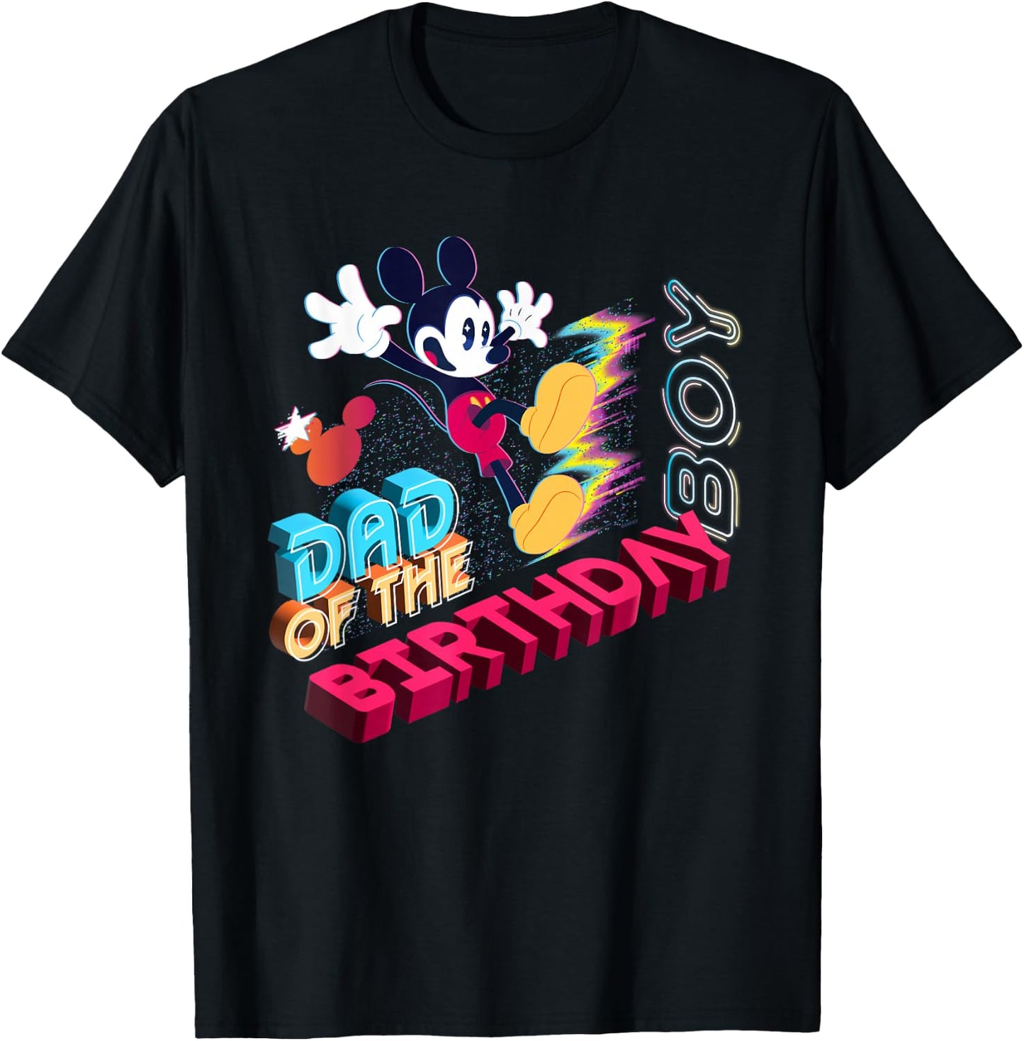 Disney Mickey Mouse Family Star Dad of The Birthday Boy T-Shirt - T-Shirt | Black