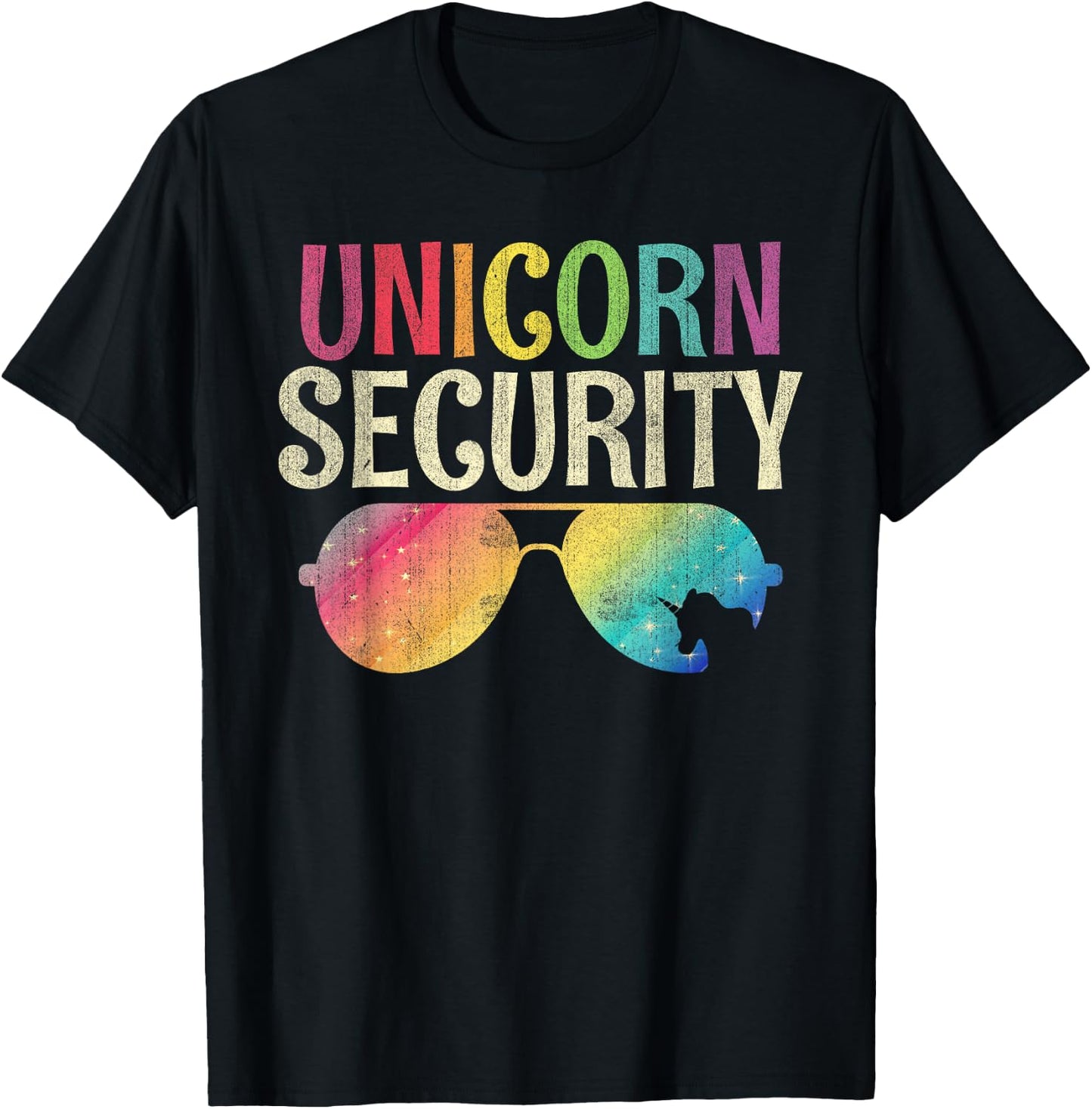 Unicorn Security Funny Sunglasses Unicorn Kids T-Shirt - T-Shirt | Black
