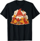 Fall Gnome in pile of leaves T-Shirt - T-Shirt | Black