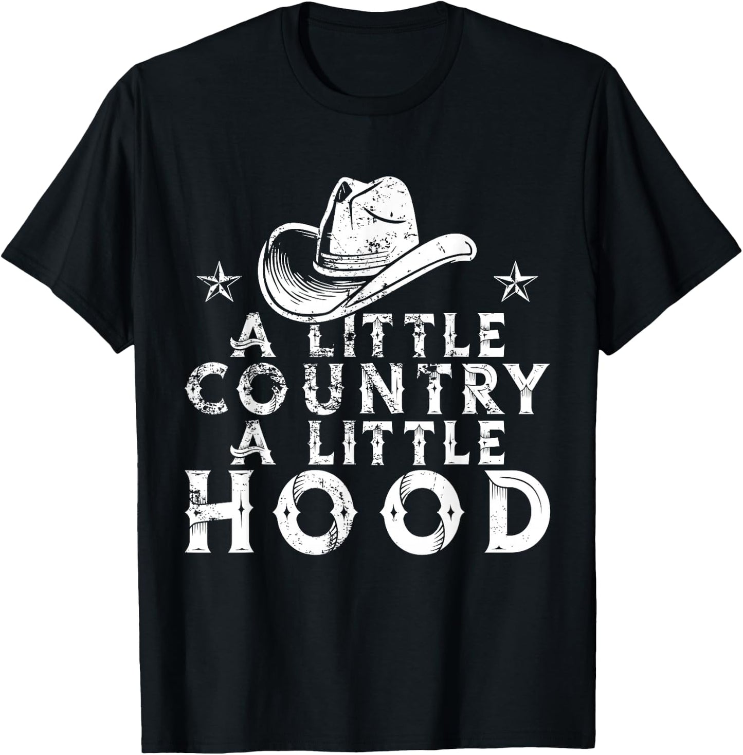 Little Country A Little Hood Music Concert Southern Western T-Shirt - T-Shirt | Black