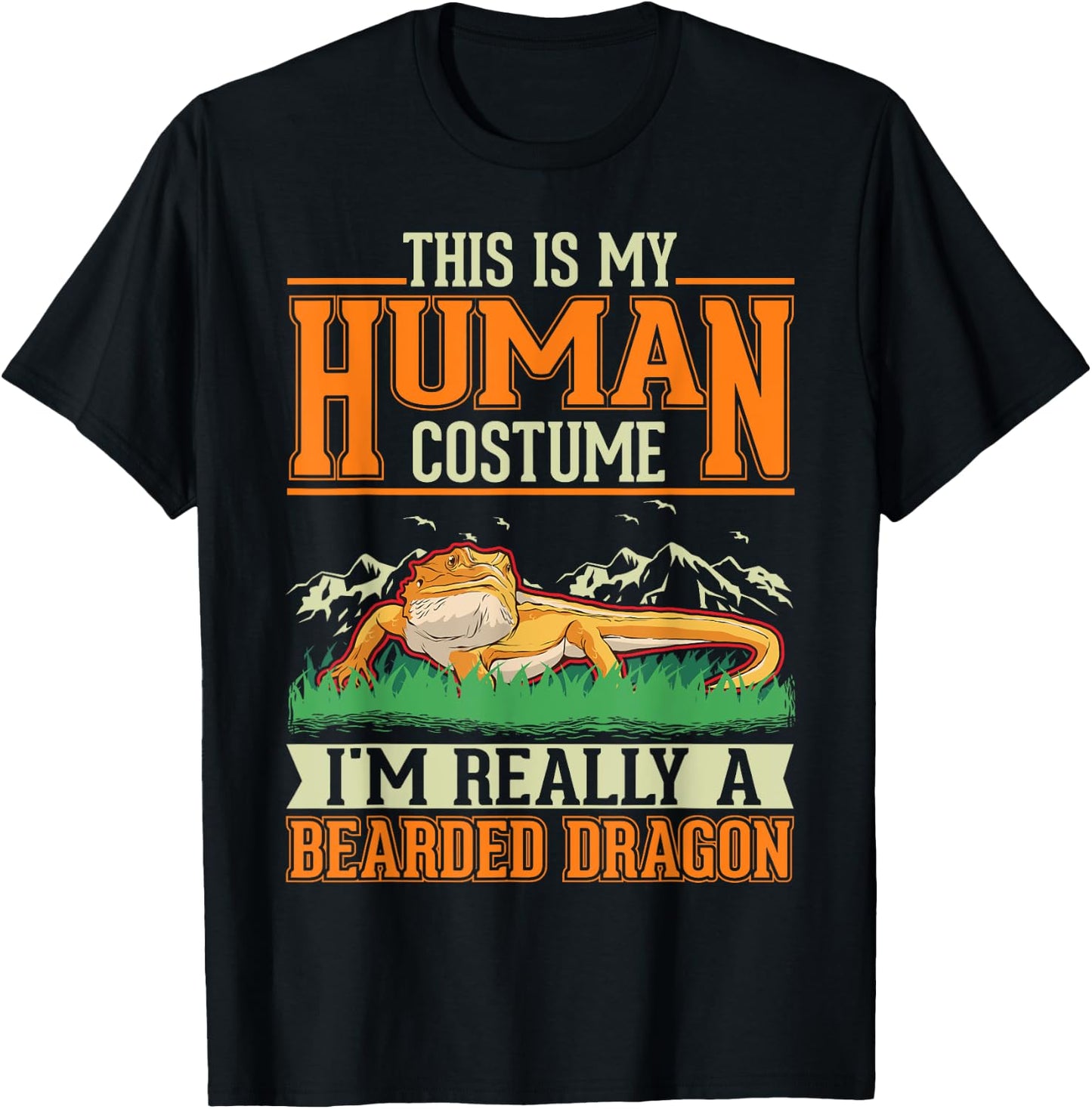 Bearded Dragon Human Costume Halloween Bearded Dragon T-Shirt - T-Shirt | Black