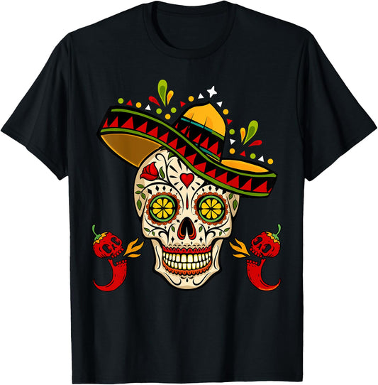Cinco de Mayo Mexican Fiesta Sugar Skull Cinco de Mayo T-Shirt - T-Shirt | Black