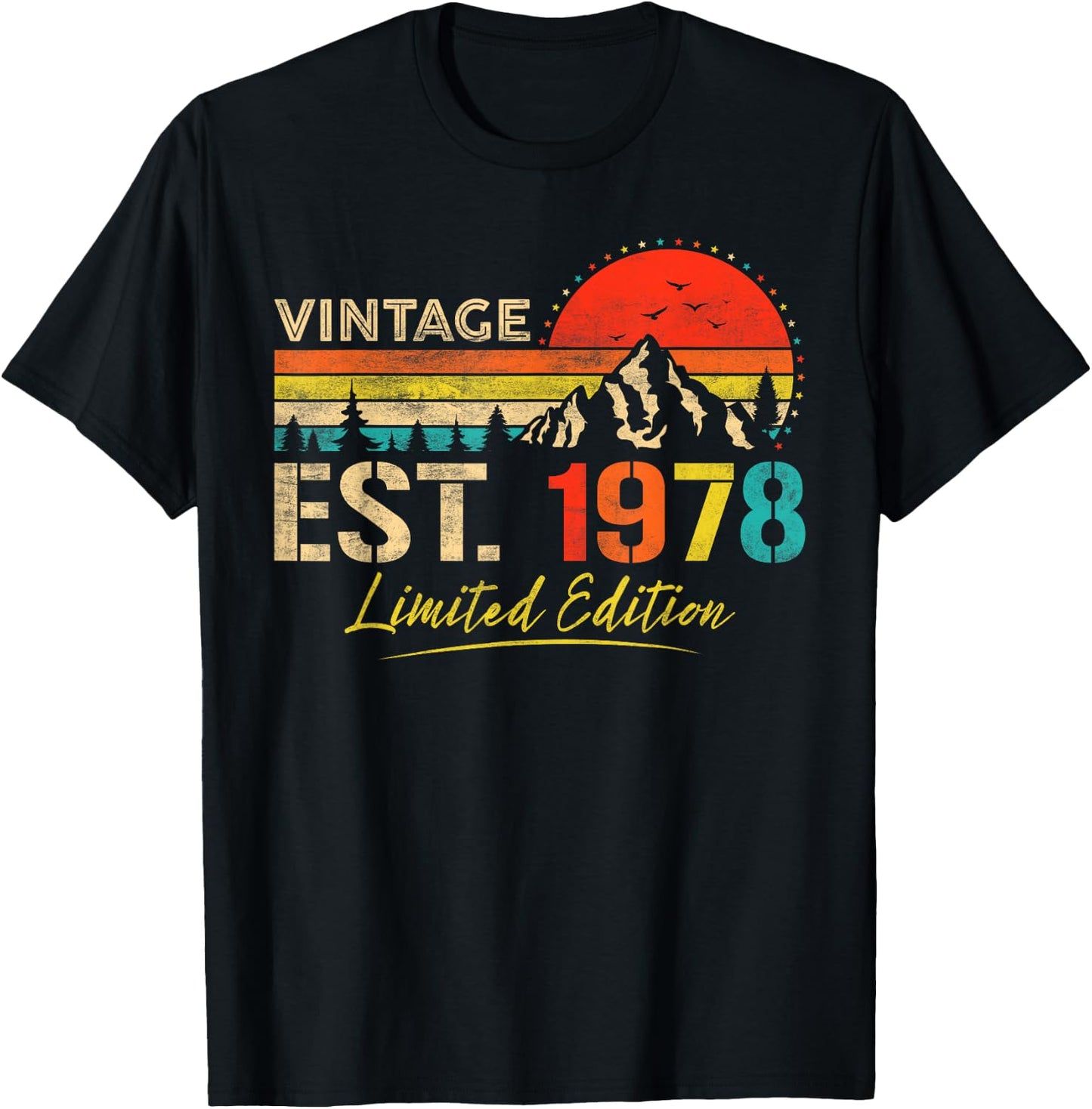 Vintage Est 1978 Limited Edition Classic 1978 Men and Women T-Shirt - T-Shirt | Black