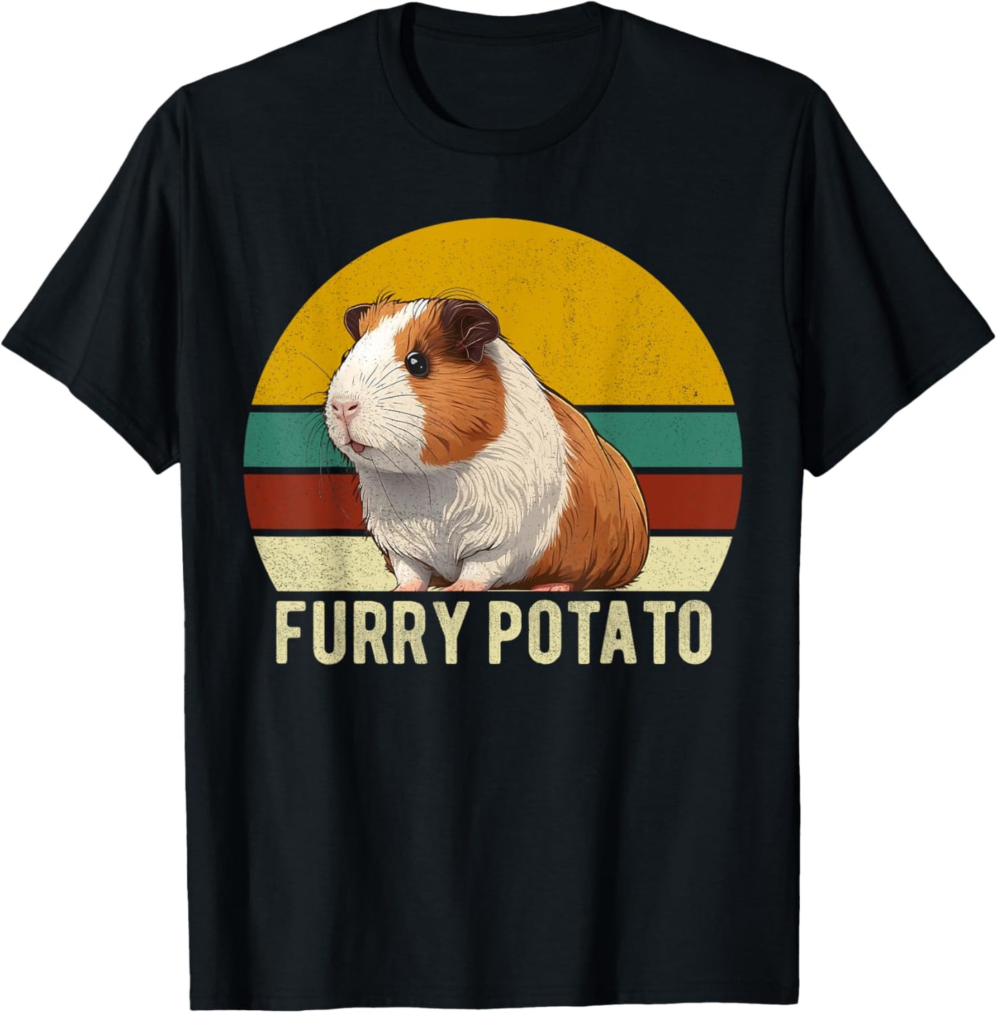 Guinea Pig Shirt Furry Potato Vintage Guinea Pig Funny T-Shirt - T-Shirt | Black