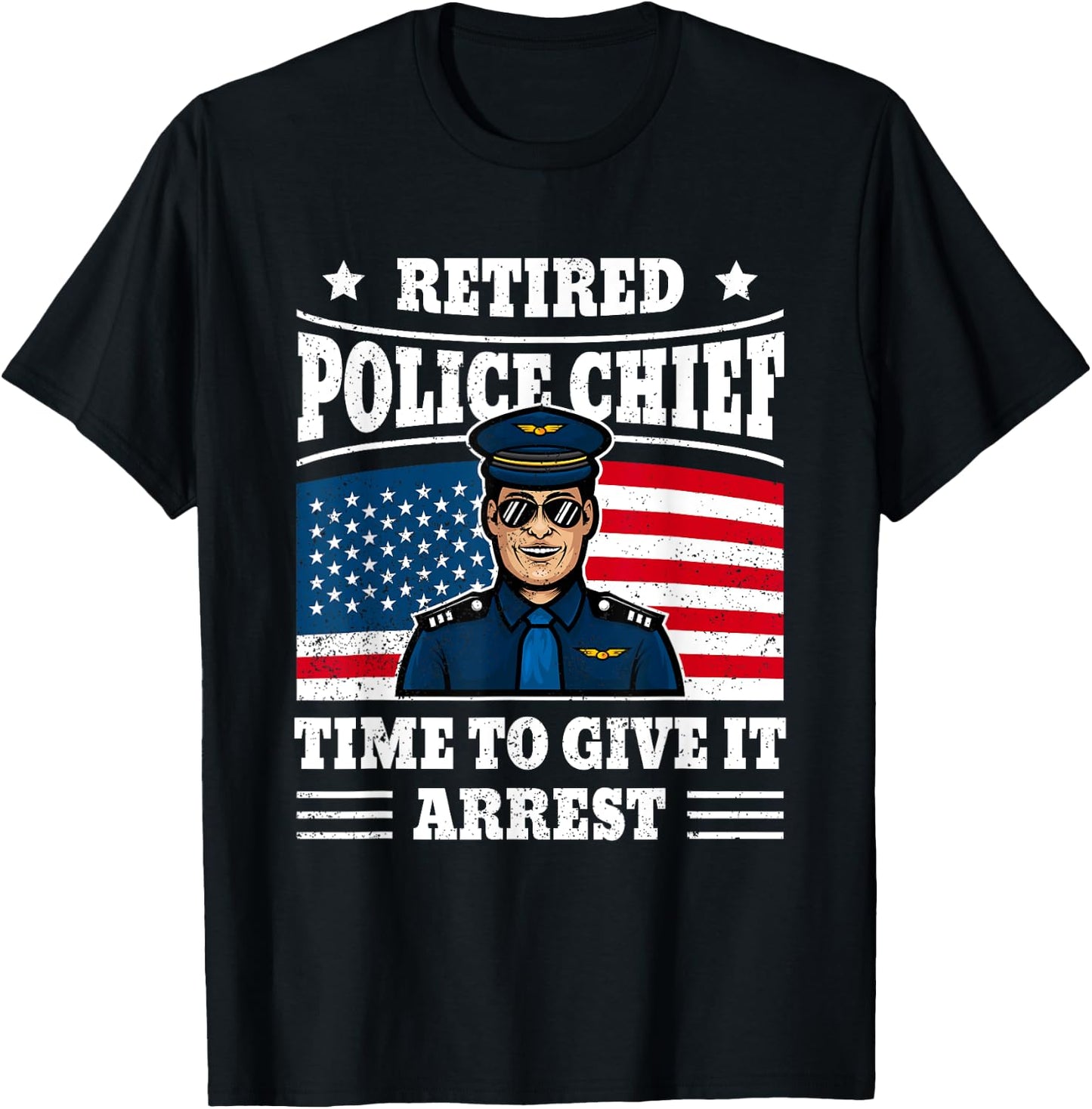 Retired Police Officer Chief Humor Blue Line Cope Retirement T-Shirt - T-Shirt | Black