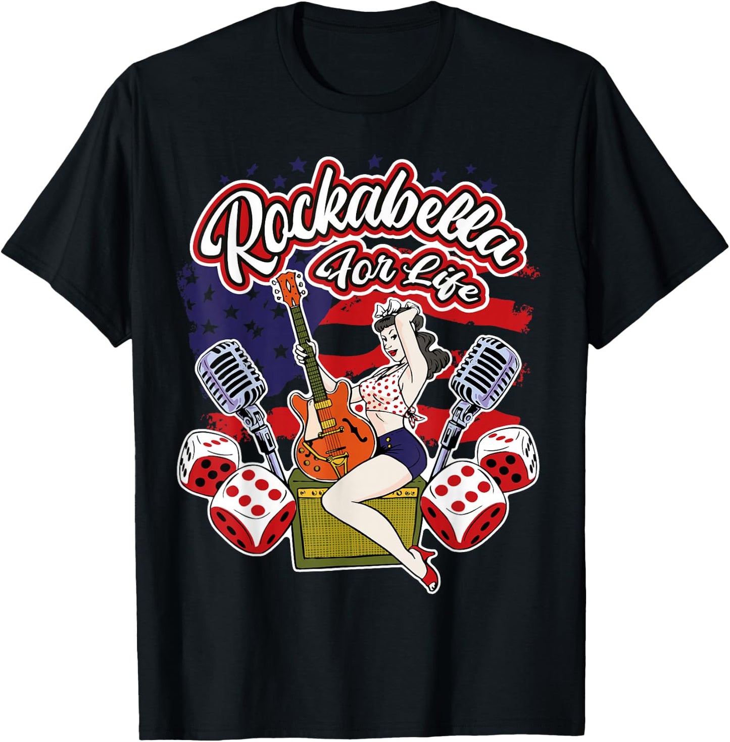 Old School Hipster 1950s Pinup Rocknroll Rockabilly T-Shirt - T-Shirt | Black