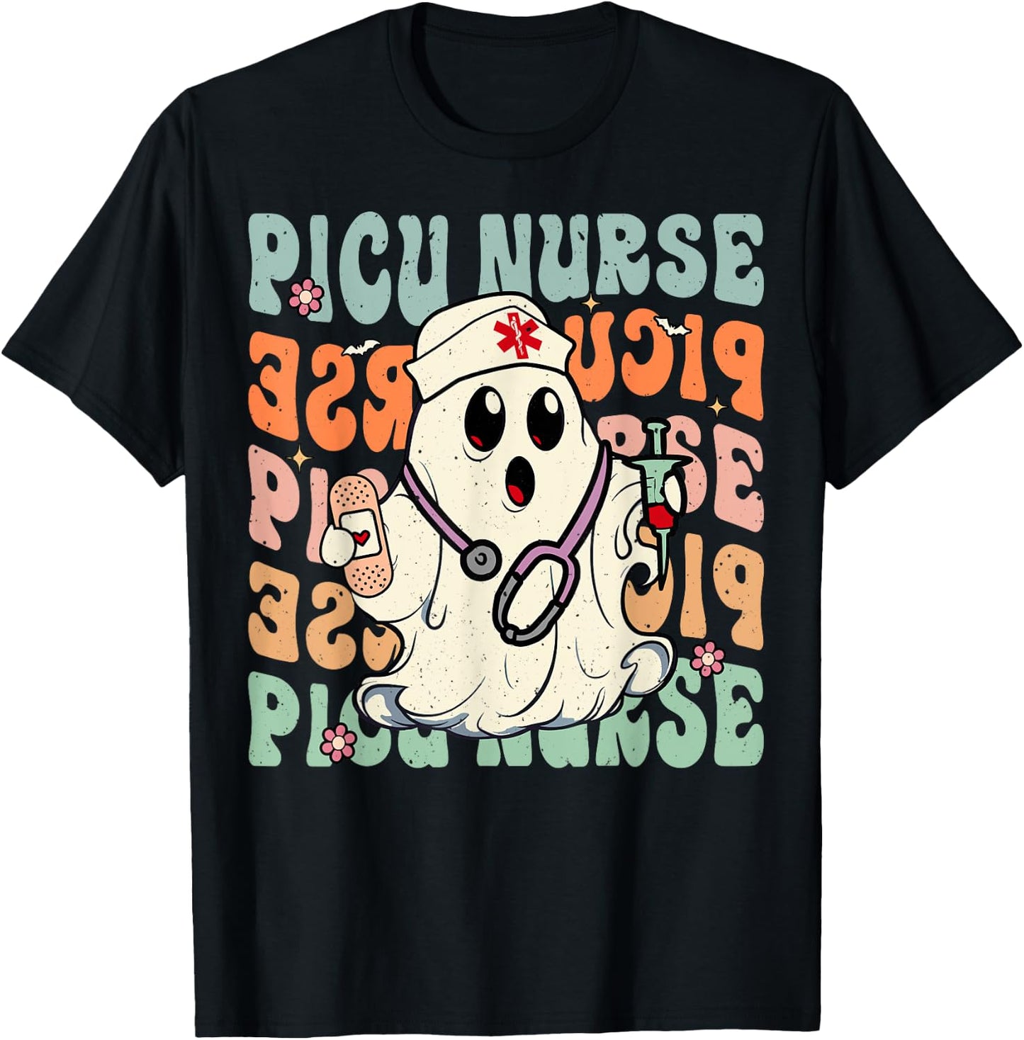 Groovy PICU Nurse Halloween Costume Peds Nurse T-Shirt - T-Shirt | Black