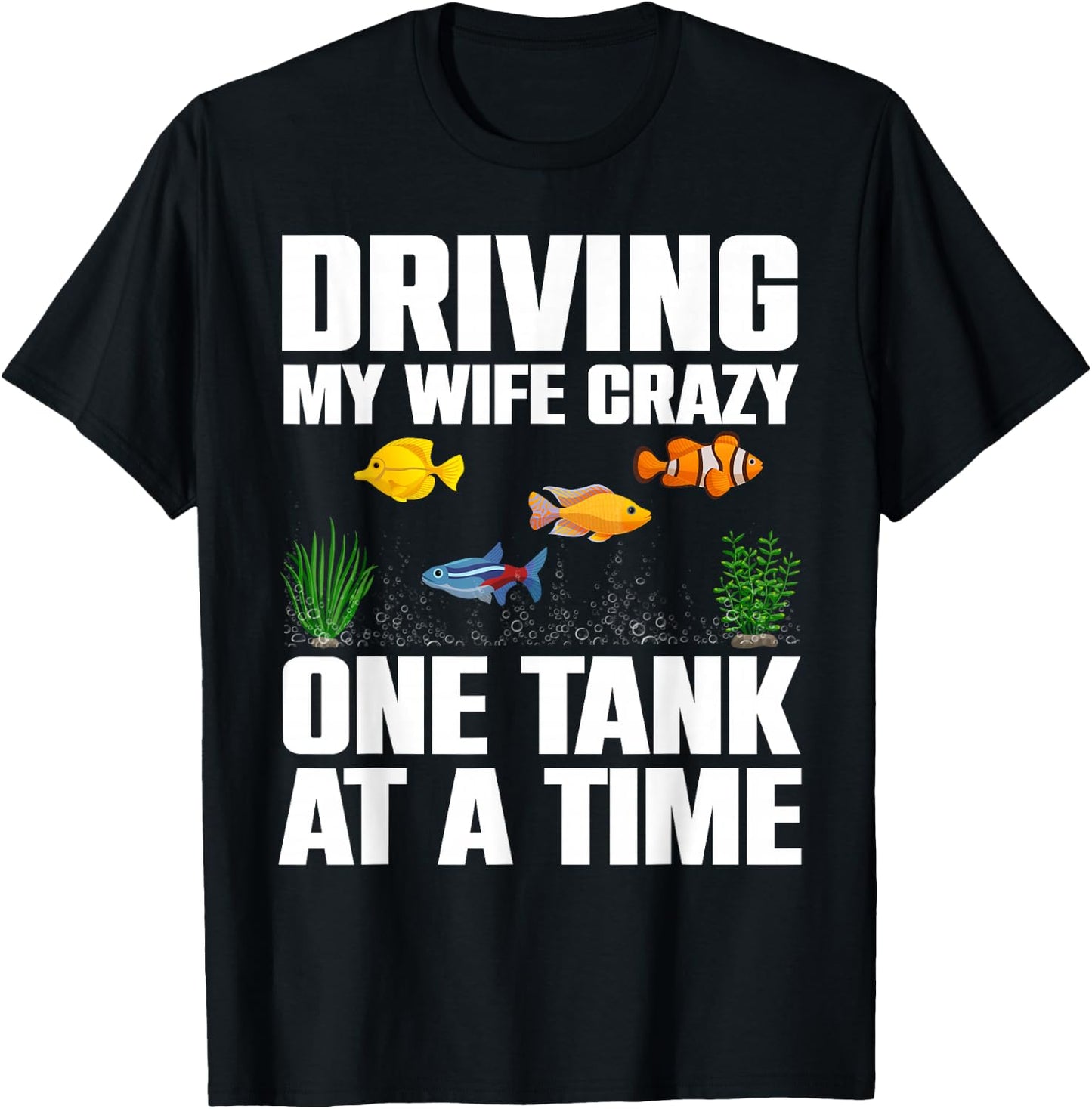 Cute Aquarium Art for Husband Men Fishbowl Fish Tank Lover T-Shirt - T-Shirt | Black