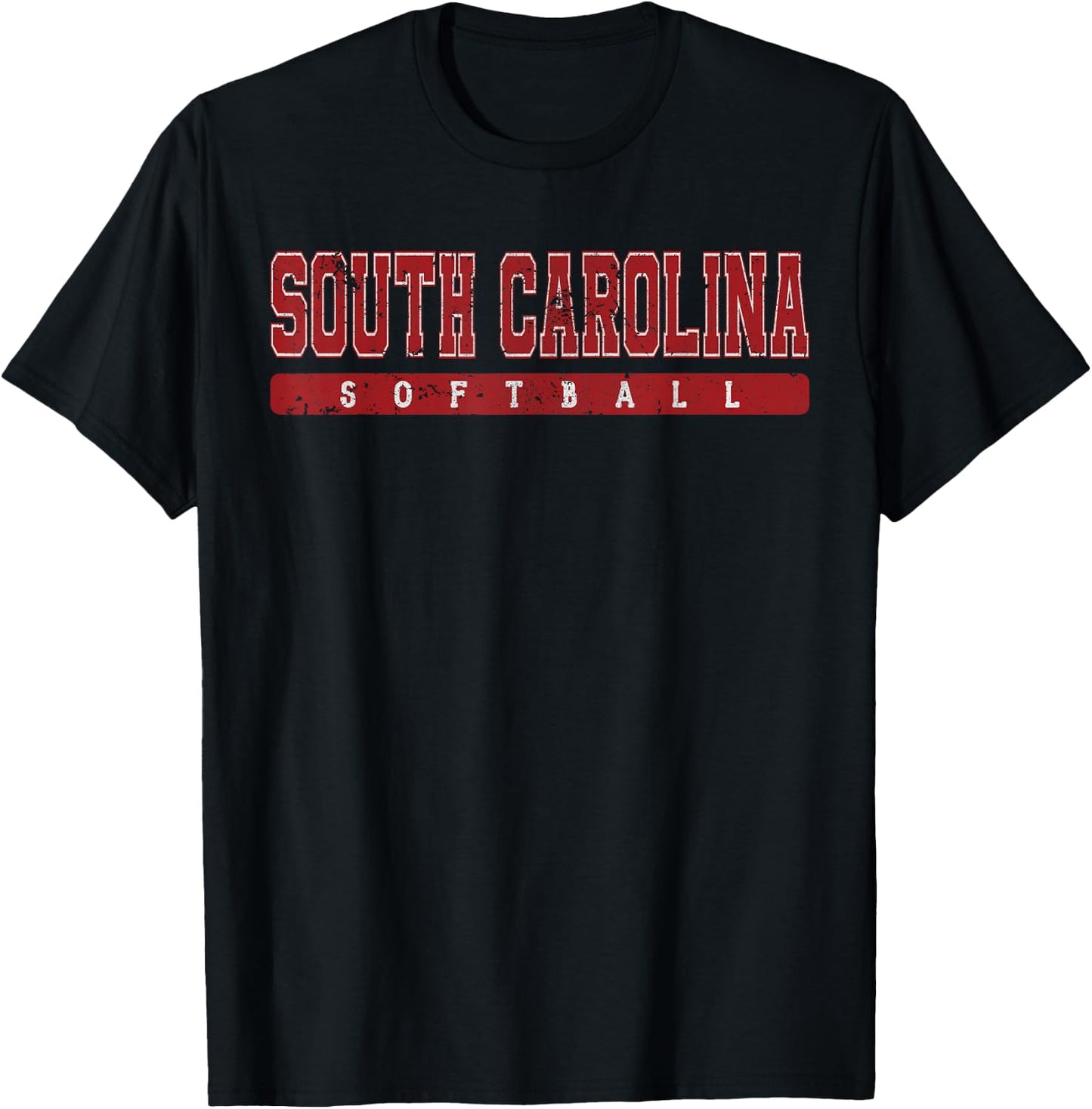 South Carolina Softball Red Vintage Text T-Shirt - T-Shirt | Black