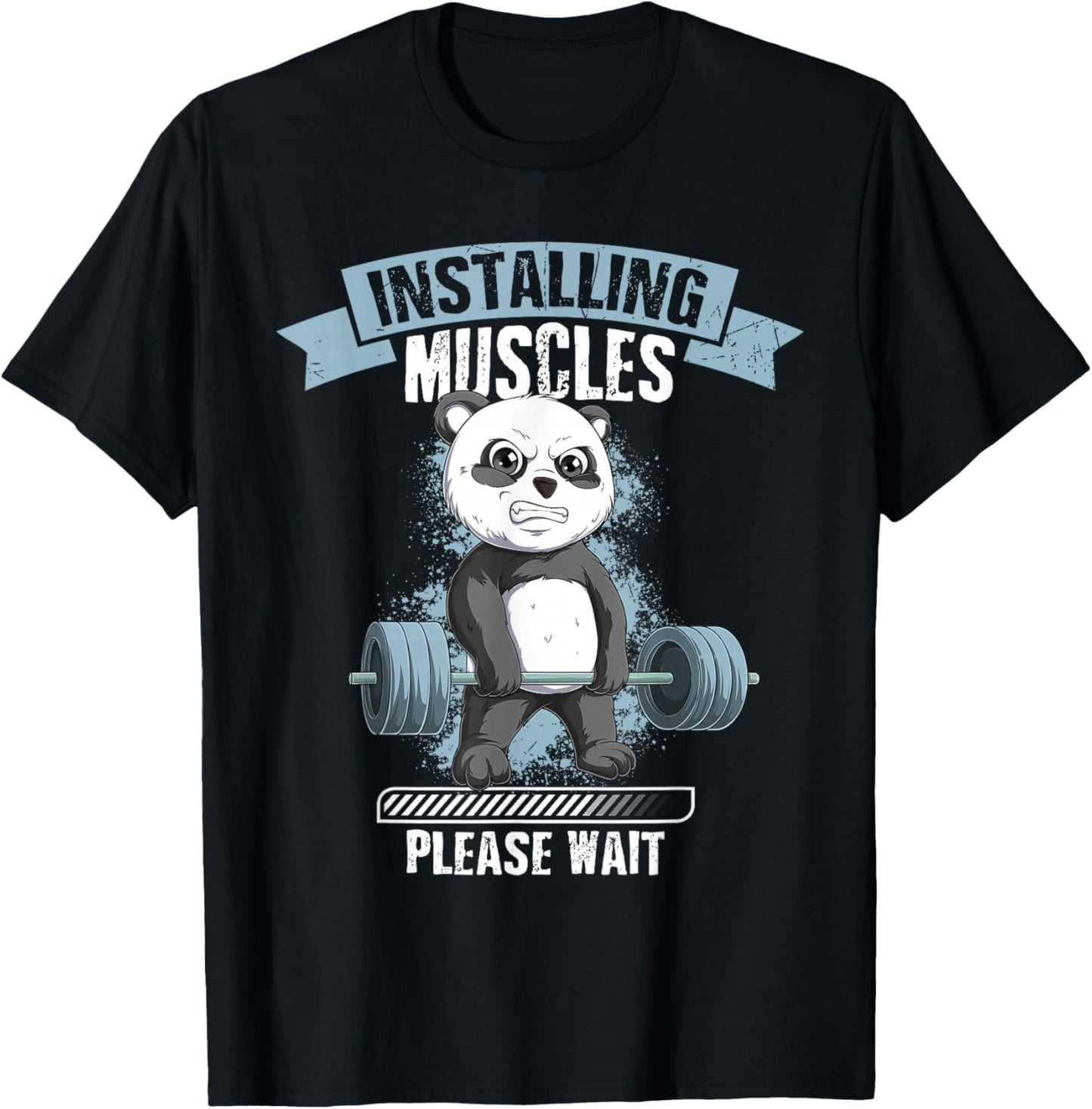 Muscle Building Fitness Panda Weightlifting Barbell Training T-Shirt - T-Shirt | Black