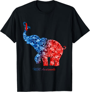Elephant With Flower HLHS Awareness Ribbon T-Shirt - T-Shirt | Black
