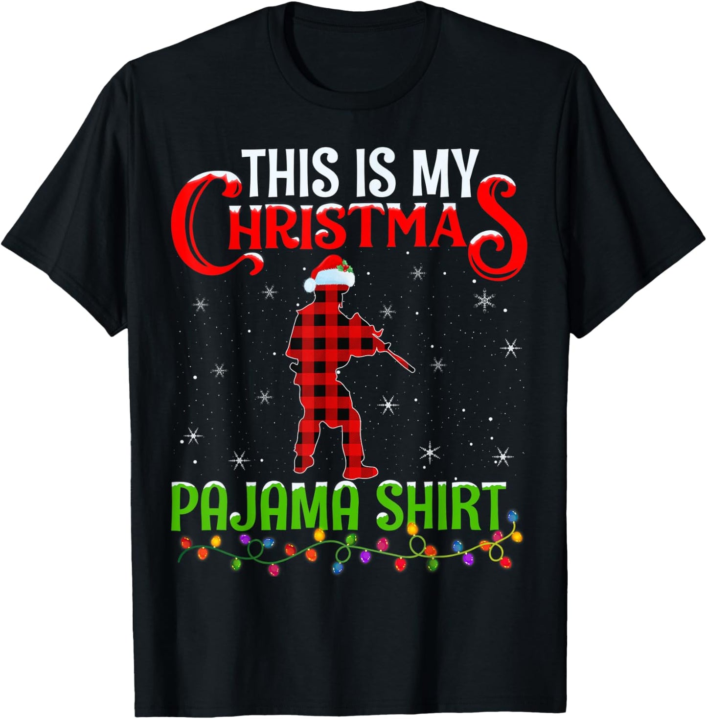 This Is My Christmas Pajama Shirt Airsoft Player Christmas T-Shirt - T-Shirt | Black