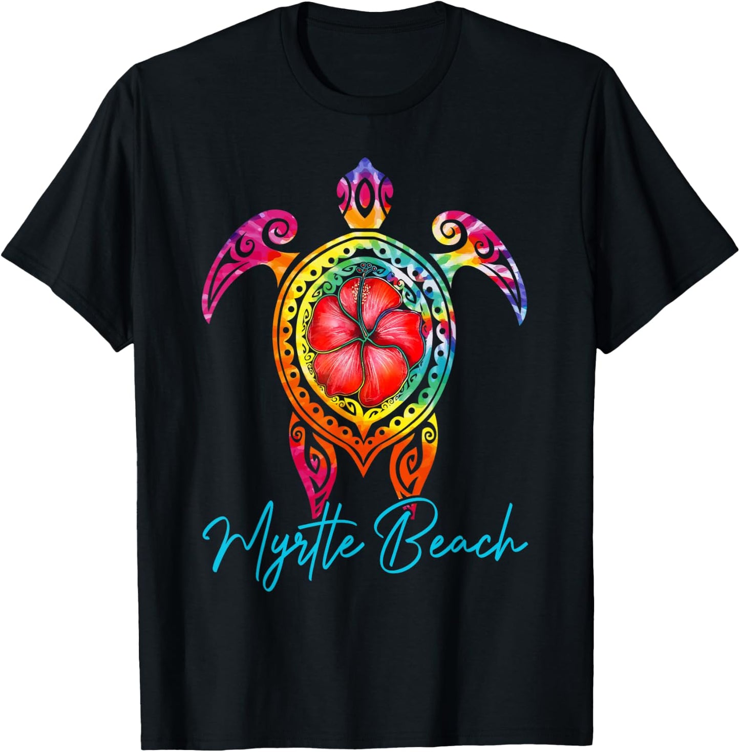 Myrtle Beach Tie Dye Sea Turtle Carolina Family Vacation T-Shirt - T-Shirt | Black