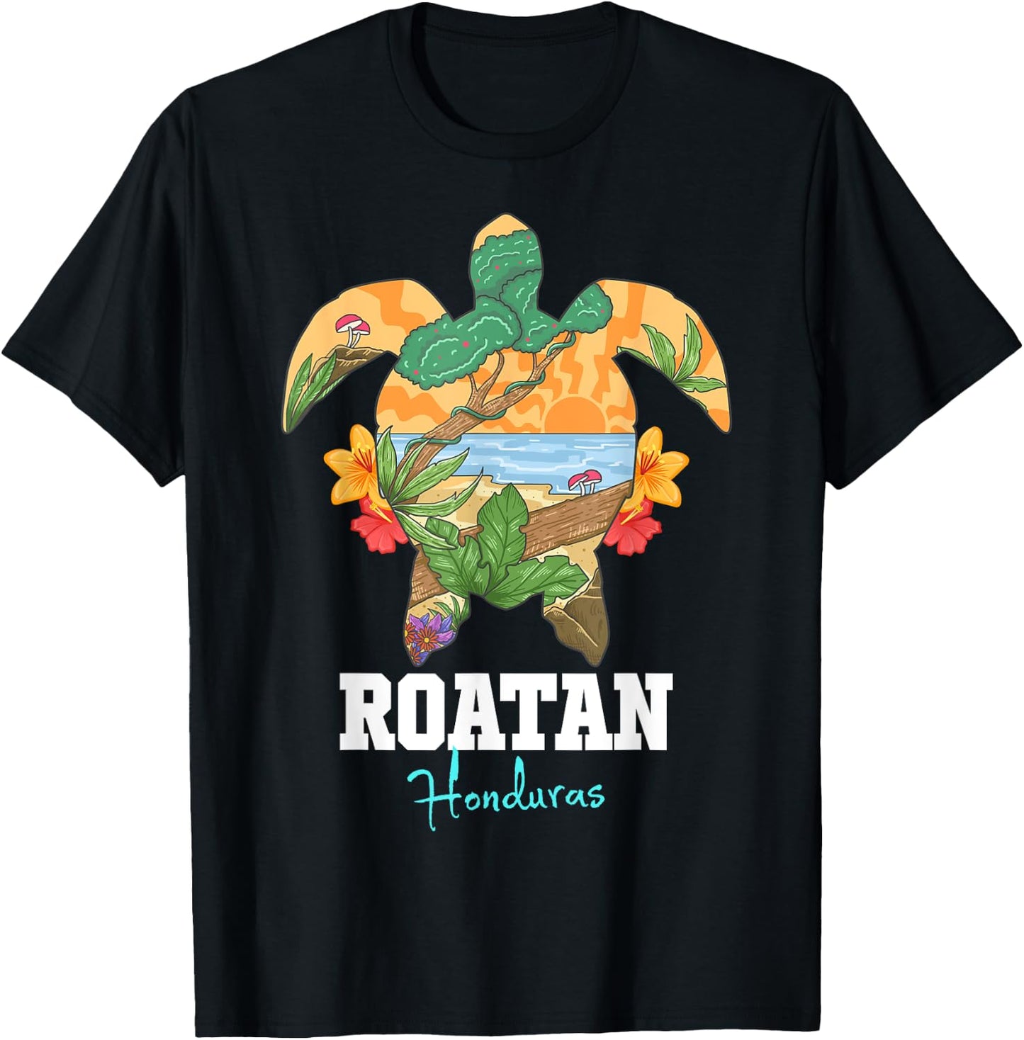 Roatan Bay Islands Honduras Turtle Souvenir T-Shirt - T-Shirt | Black