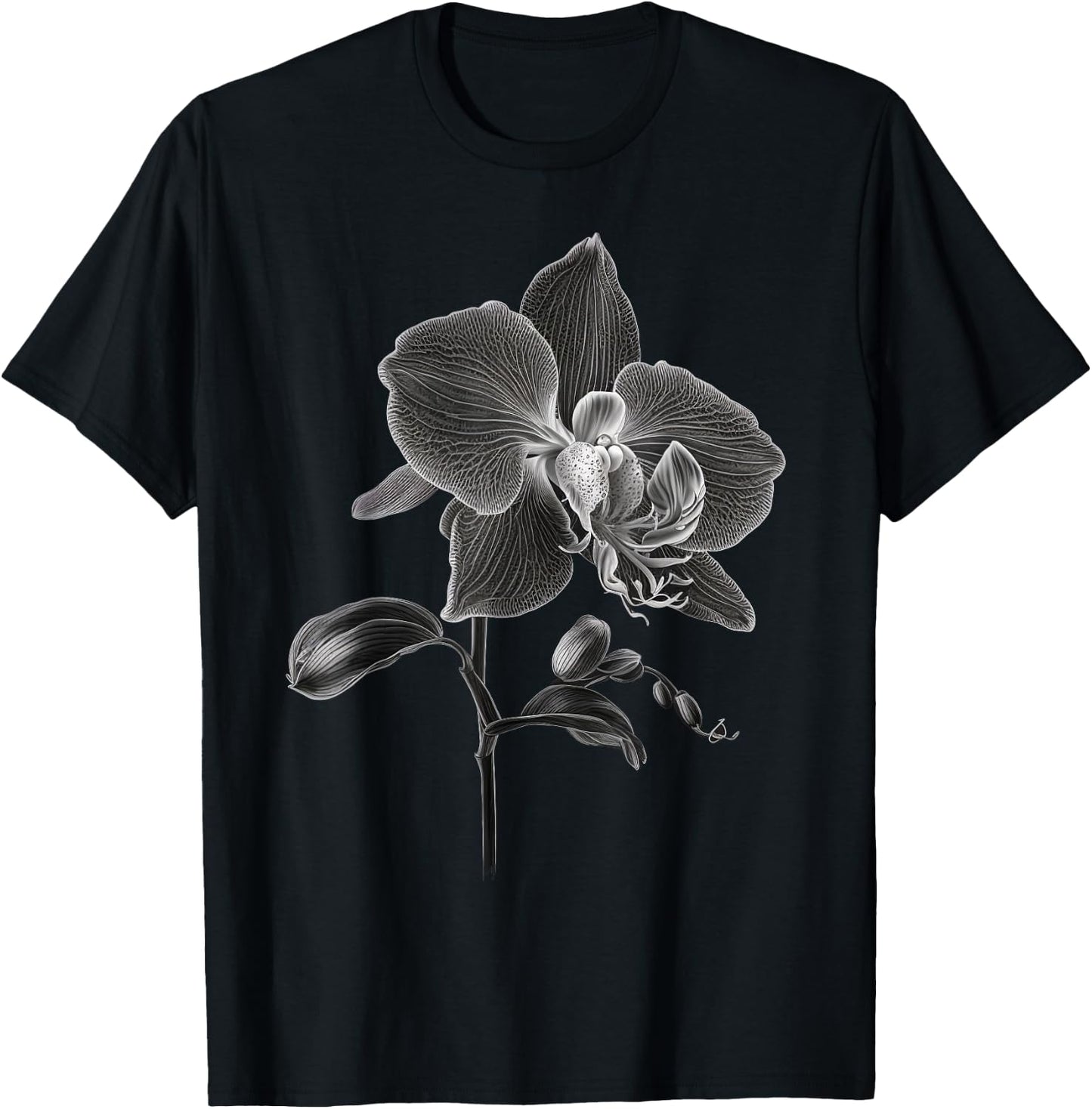 Black and White Orchid men and Orchid T-Shirt - T-Shirt | Black