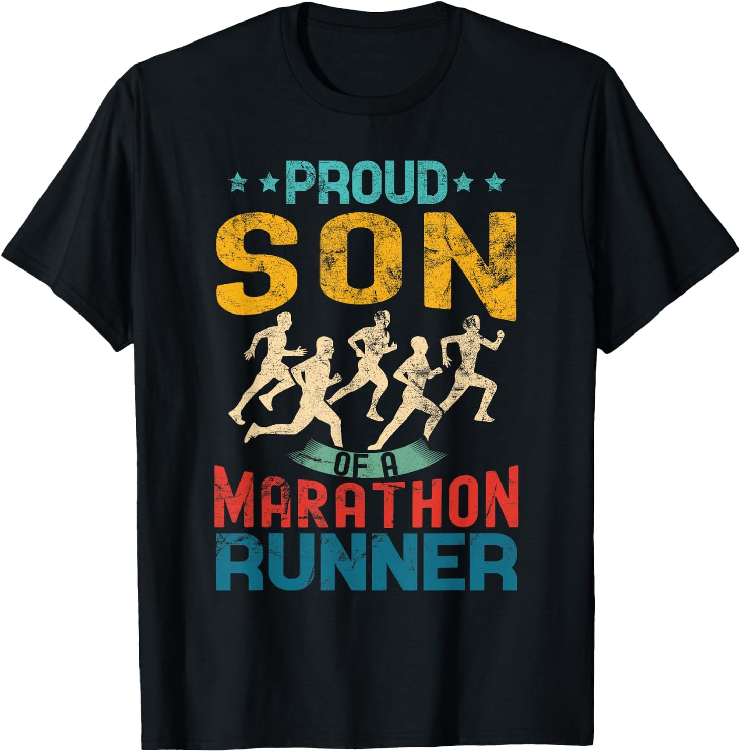 Proud son of a marathon runner son gifts vintage distressed T-Shirt - T-Shirt | Black