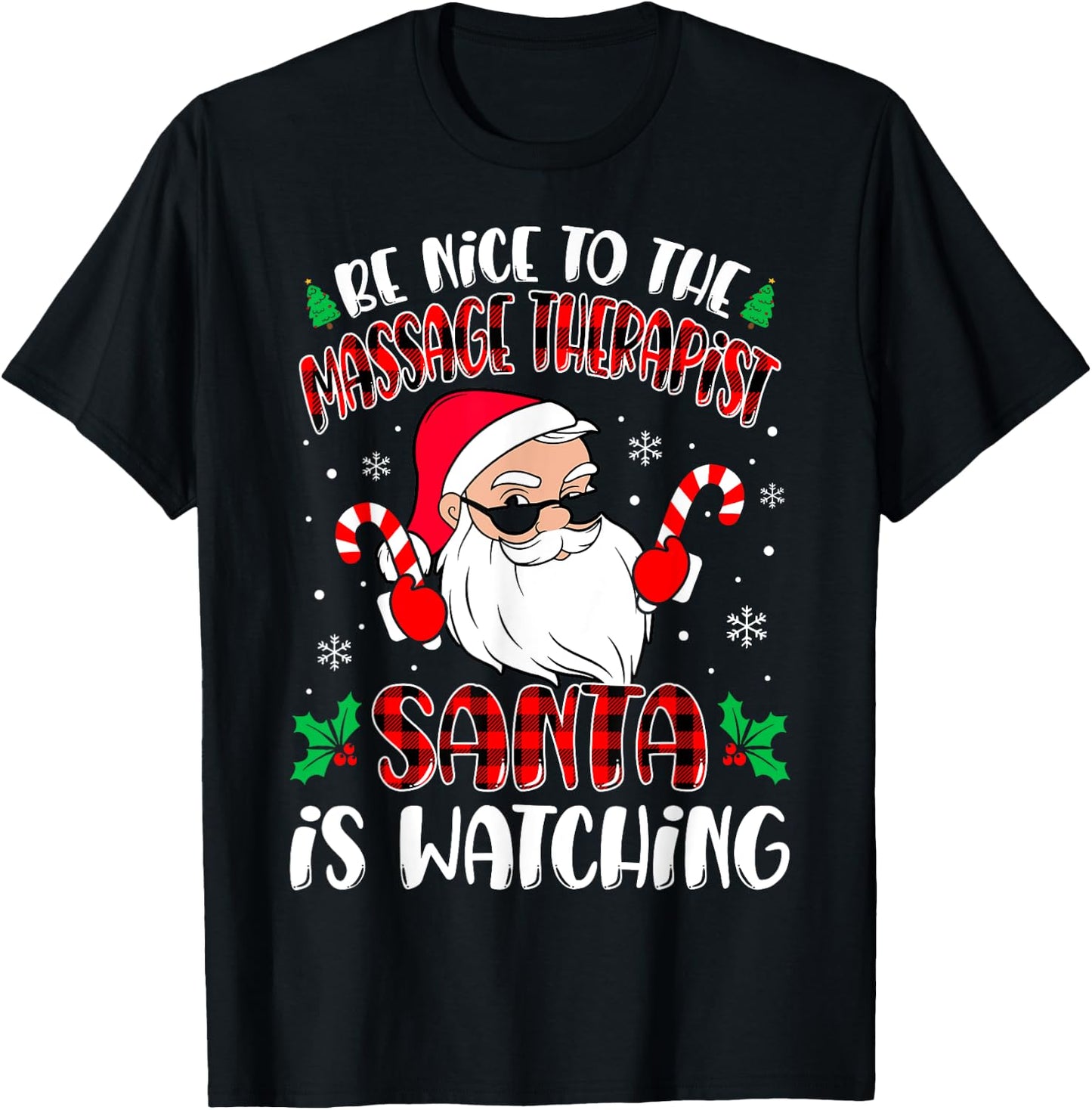 Massage Therapist Santa Funny Therapist Christmas T-Shirt - T-Shirt | Black