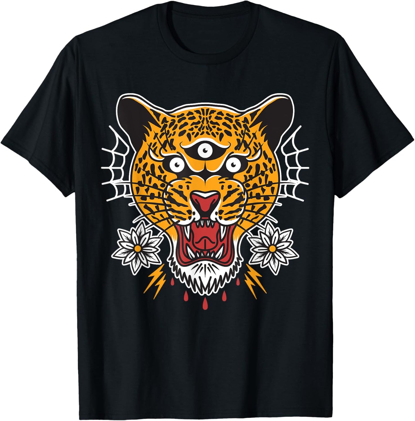 Vintage American Traditional Tattoo Flash Ink Trendy Jaguar T-Shirt - T-Shirt | Black